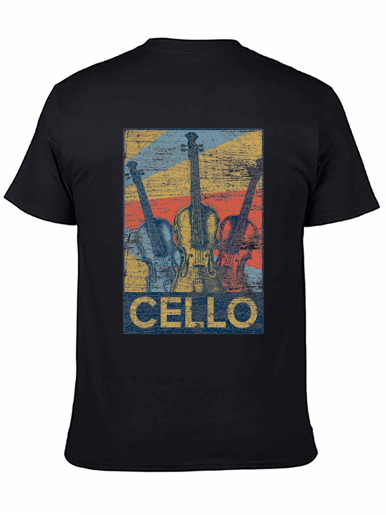 Black Vintage Cello Music T-Shirt - Retro Design view 4