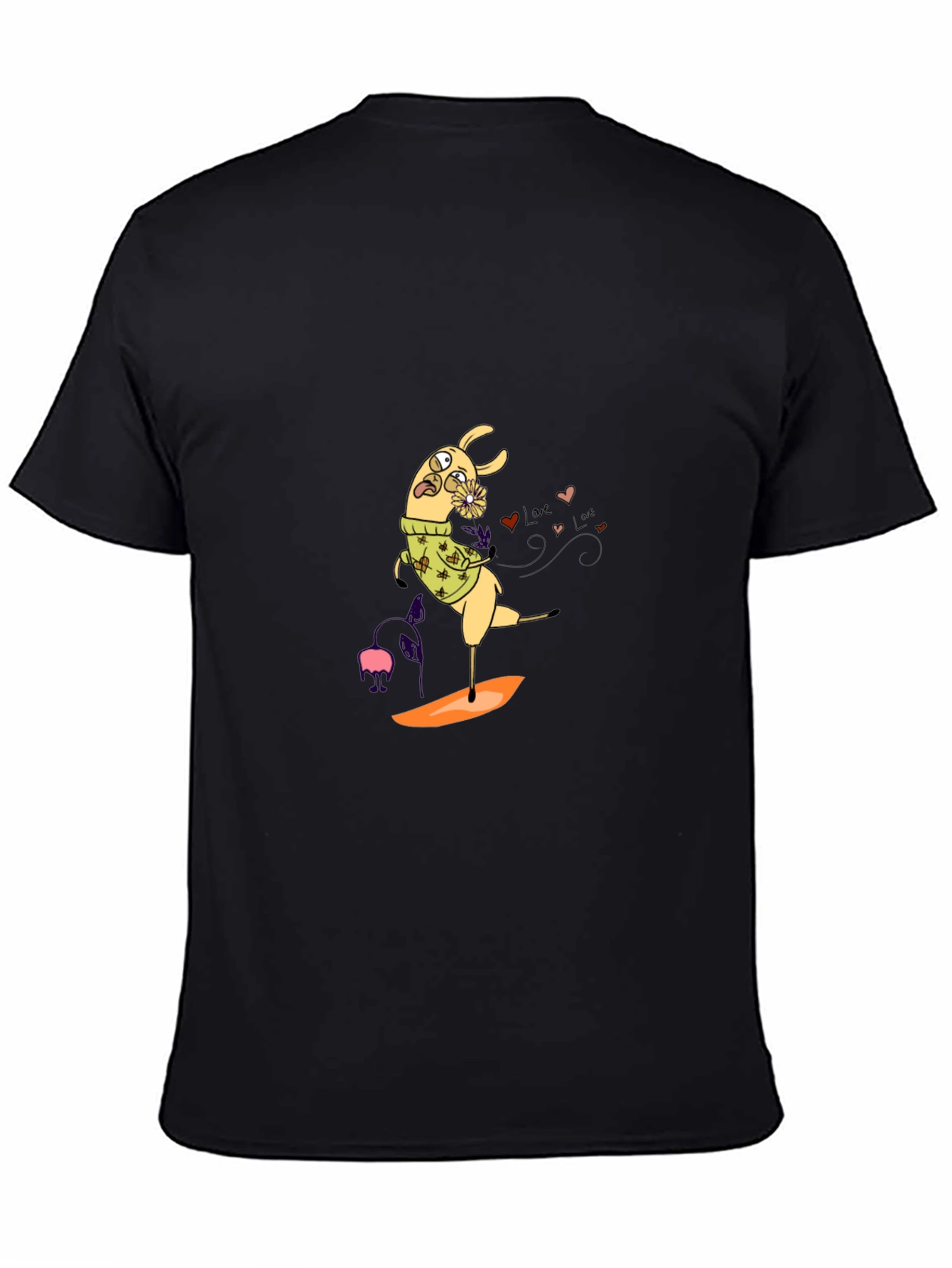 Black Llama Surfing Black Graphic Tee view 4