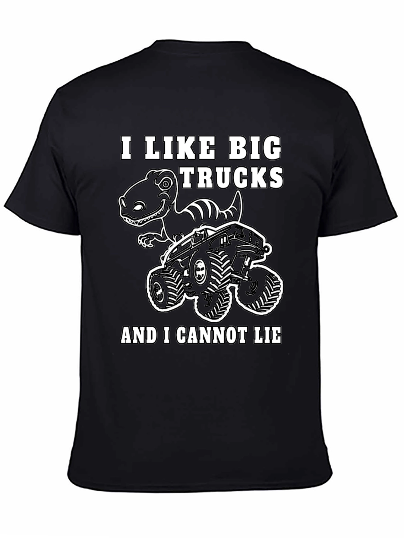 Black Big Trucks and Dinosaurs T-Shirt view 4