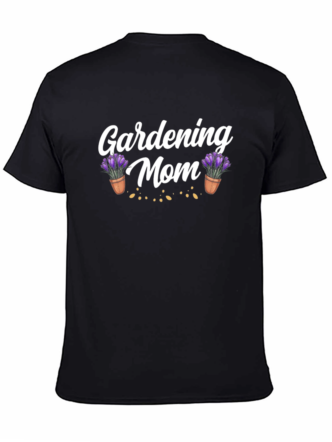 Black Gardening Mom T-Shirt - Floral Design view 4