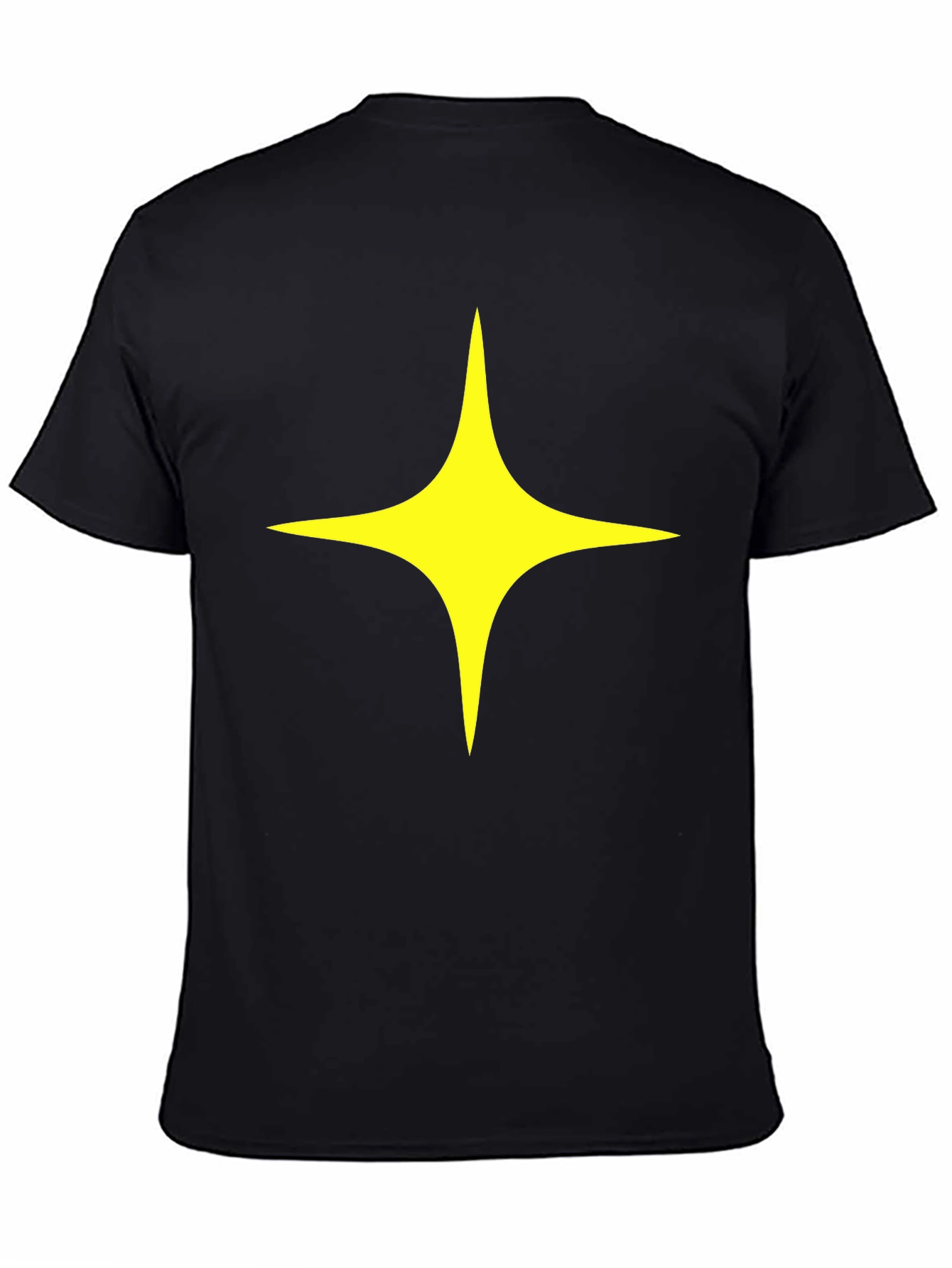 Black Black T-Shirt with Yellow Star Design view 4