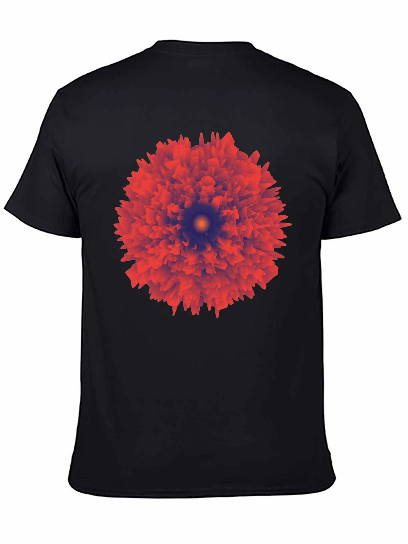 Black Abstract Floral Print Black T-Shirt view 4
