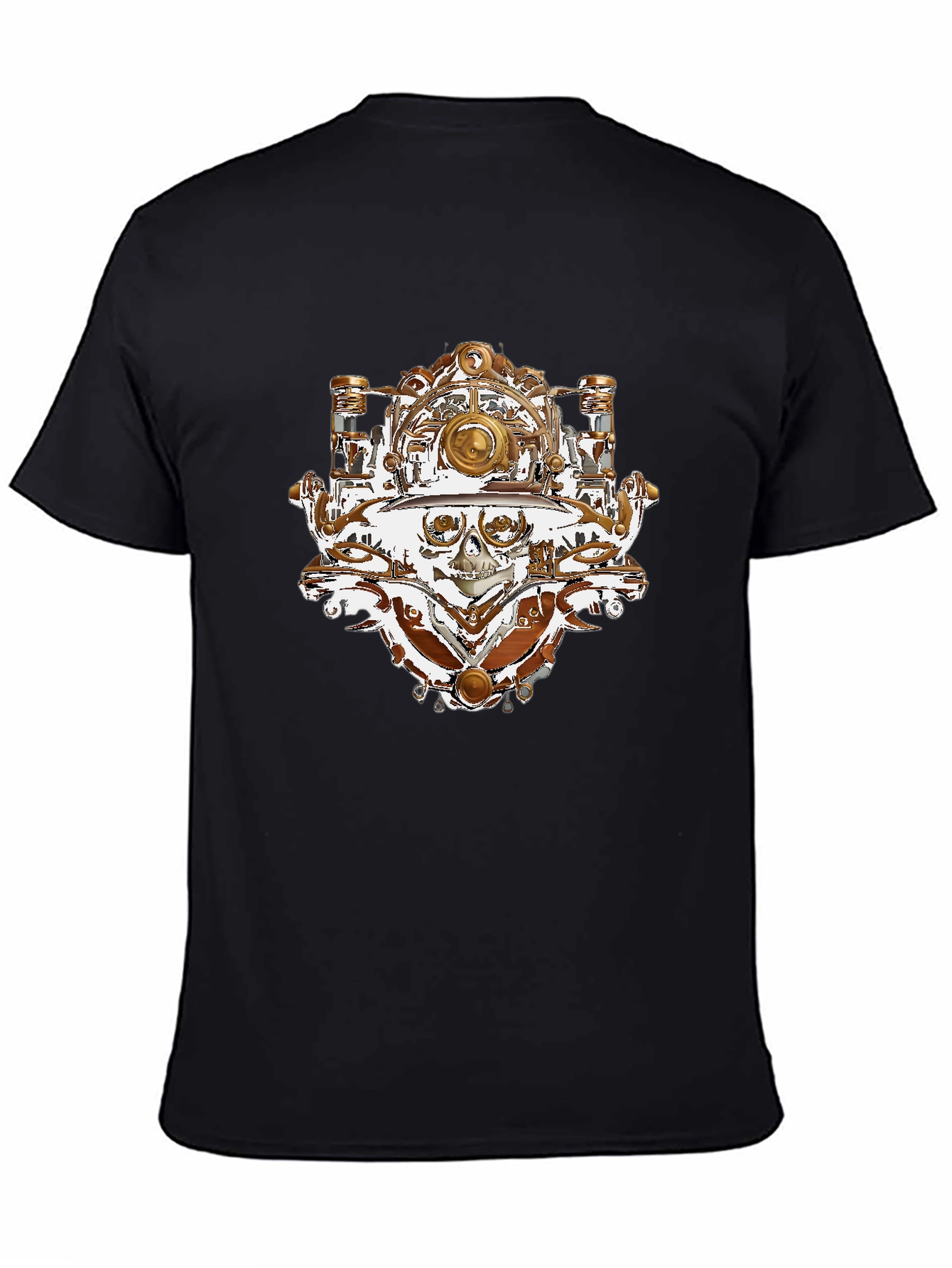 Black Steampunk Skull T-Shirt - Unique Graphic Tee view 4