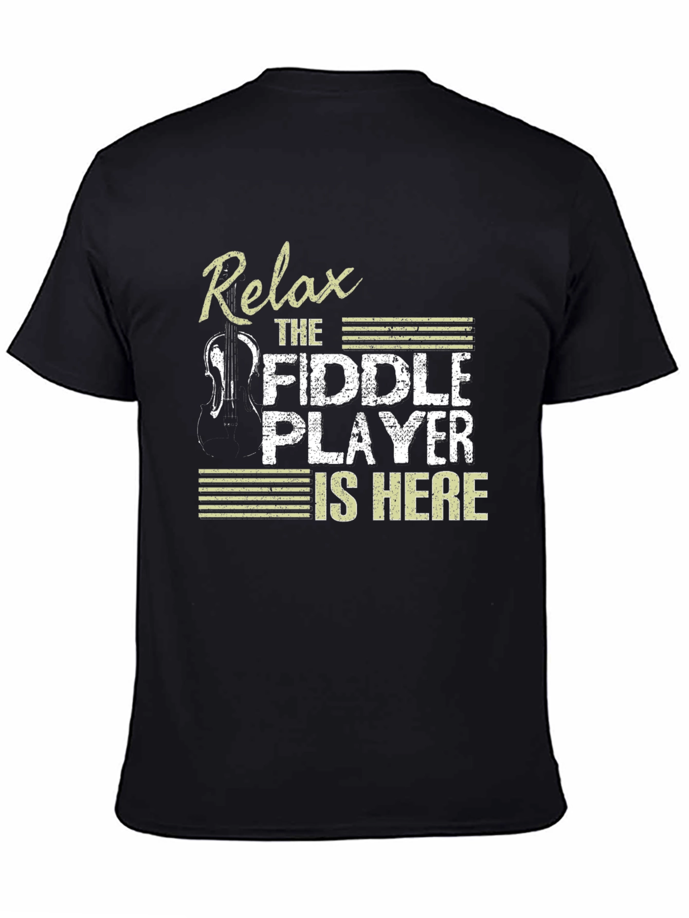 Black Relax Fiddle Player T-Shirt view 4