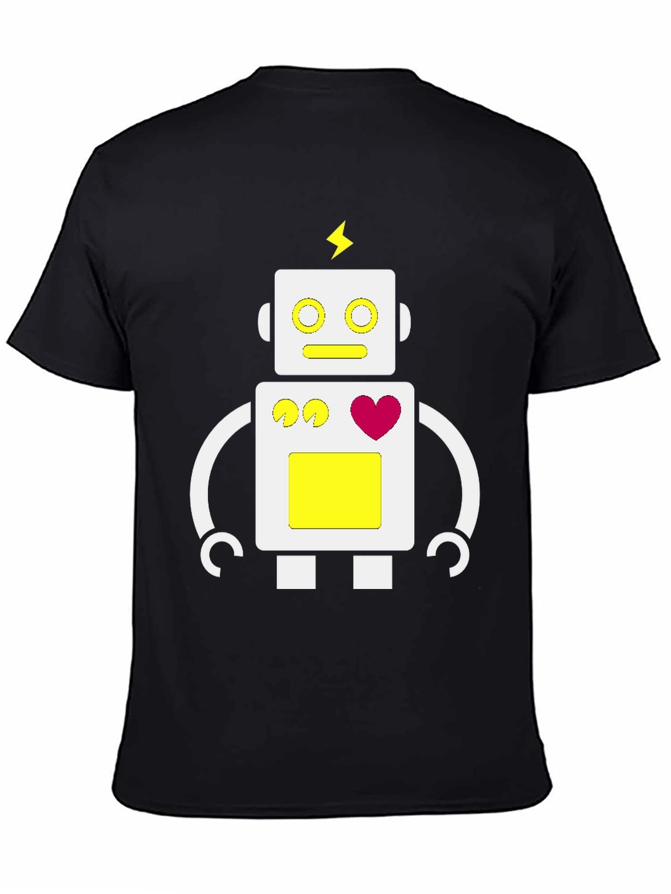 Black Fun Robot Graphic Tee - Black Cotton Blend view 4
