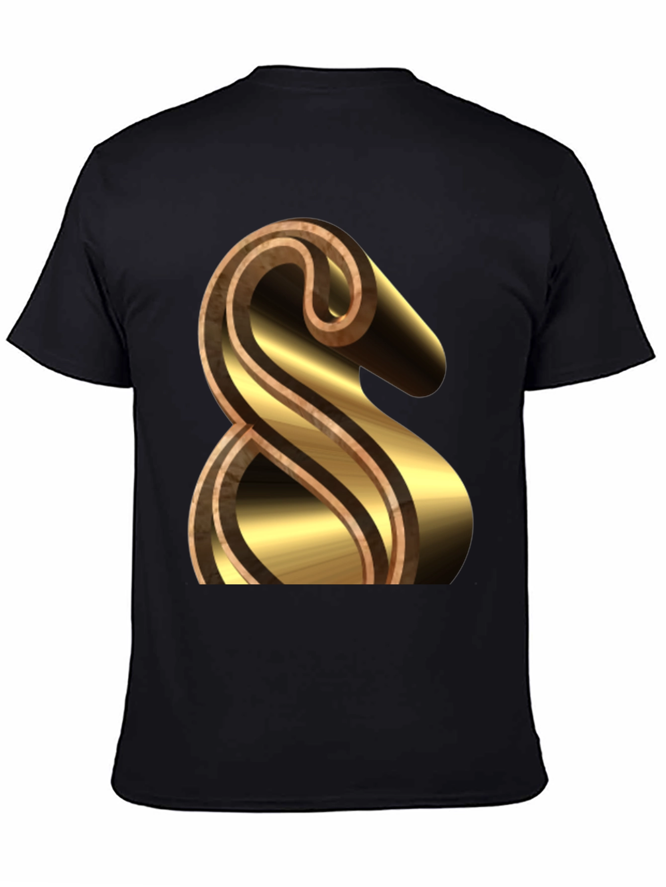 Black Stylish Black Tee with Gold & Brown Ampersand Design view 4