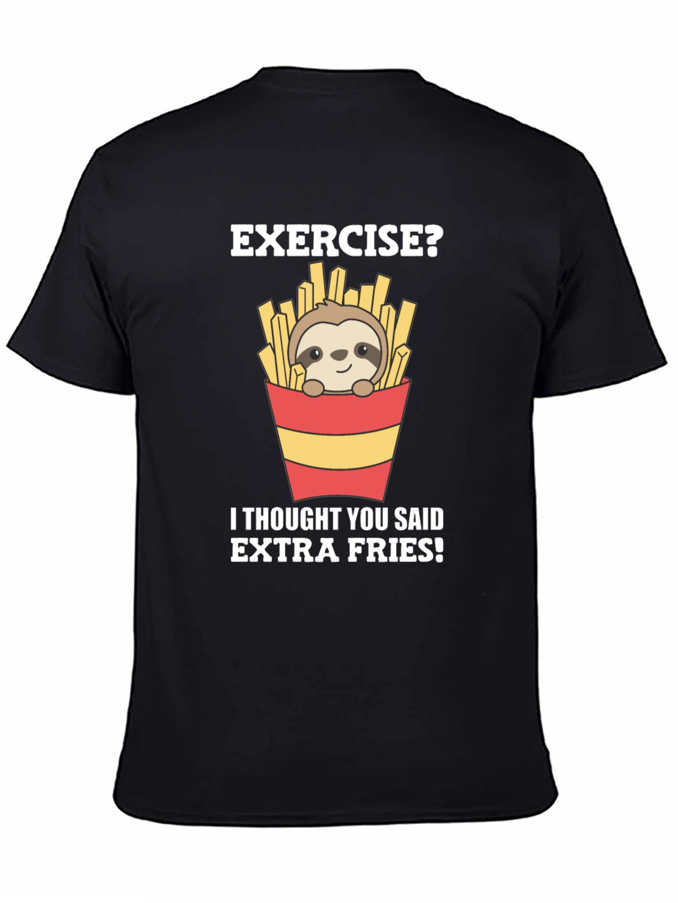 Black Exercise? Extra Fries Sloth Graphic Tee view 4
