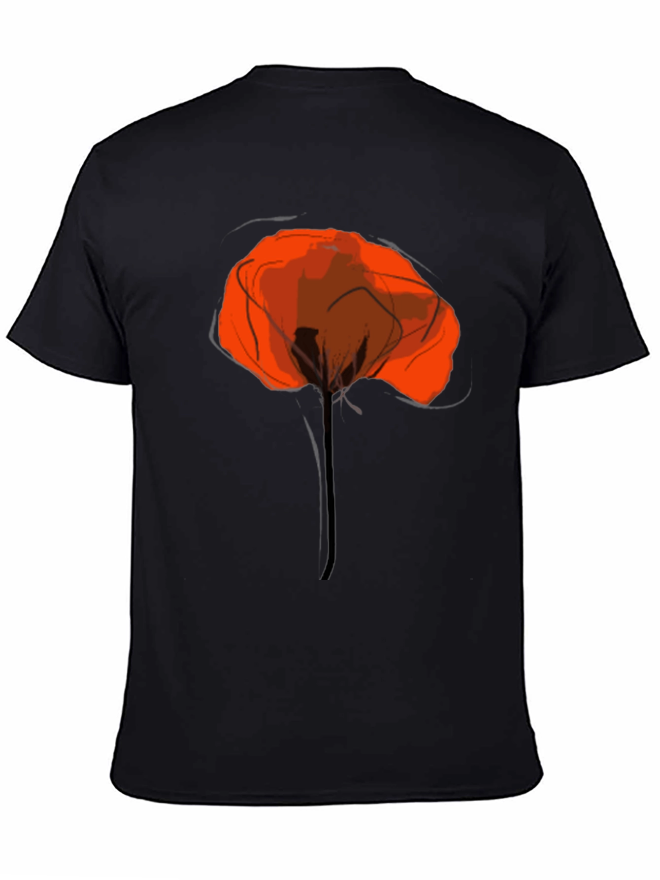 Black Abstract Poppy Graphic Print Black T-Shirt view 4