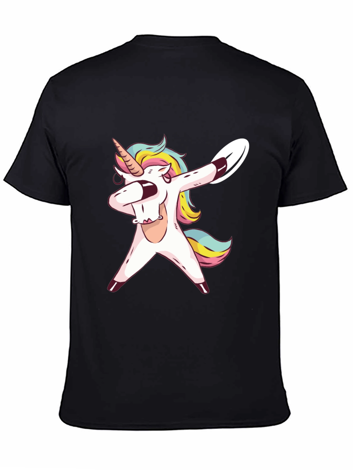 Black Dabbing Unicorn Graphic Tee - Black Cotton T-Shirt view 4