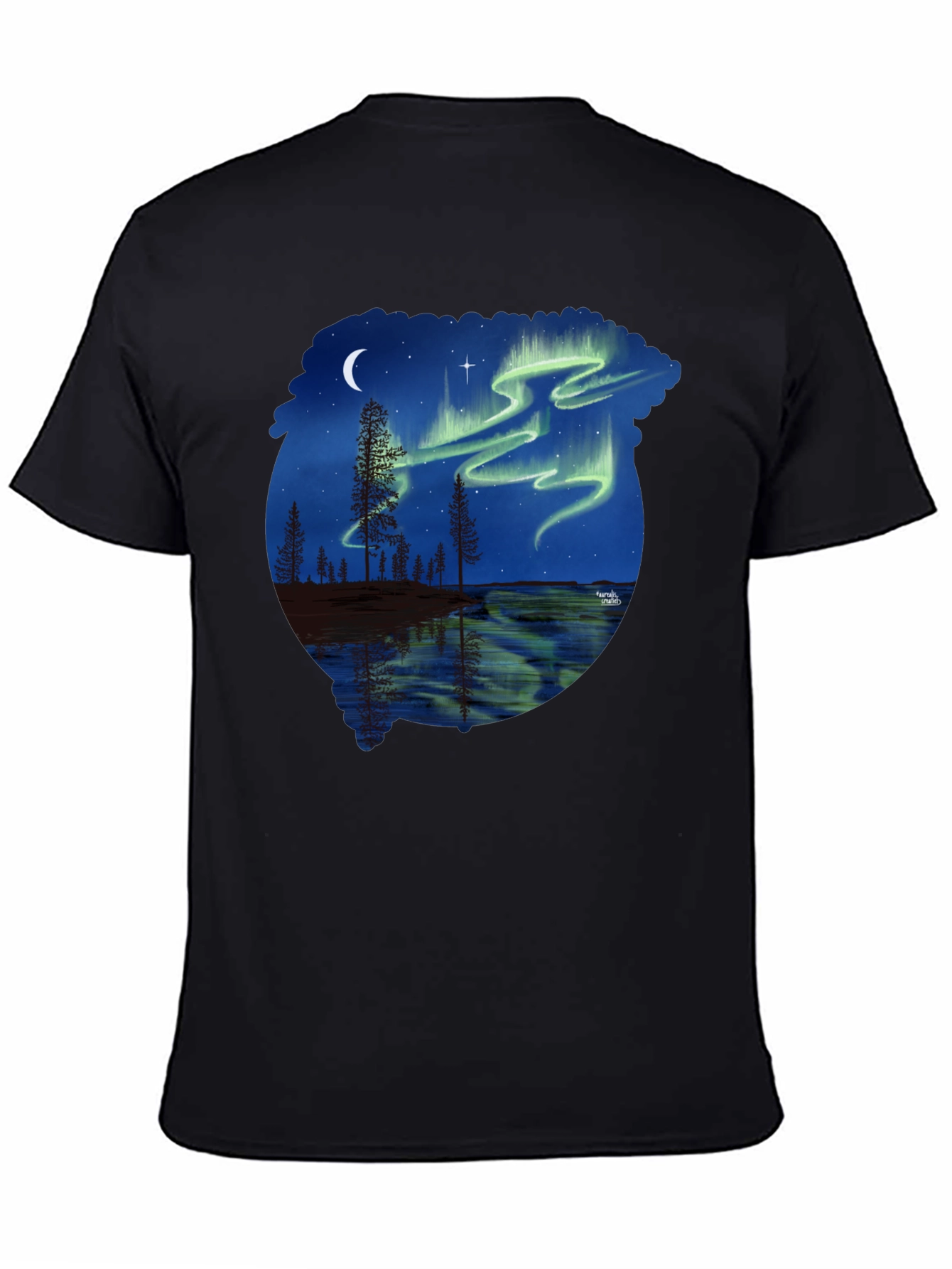 Black Aurora Borealis Graphic Tee - Nature Lover's T-Shirt view 4