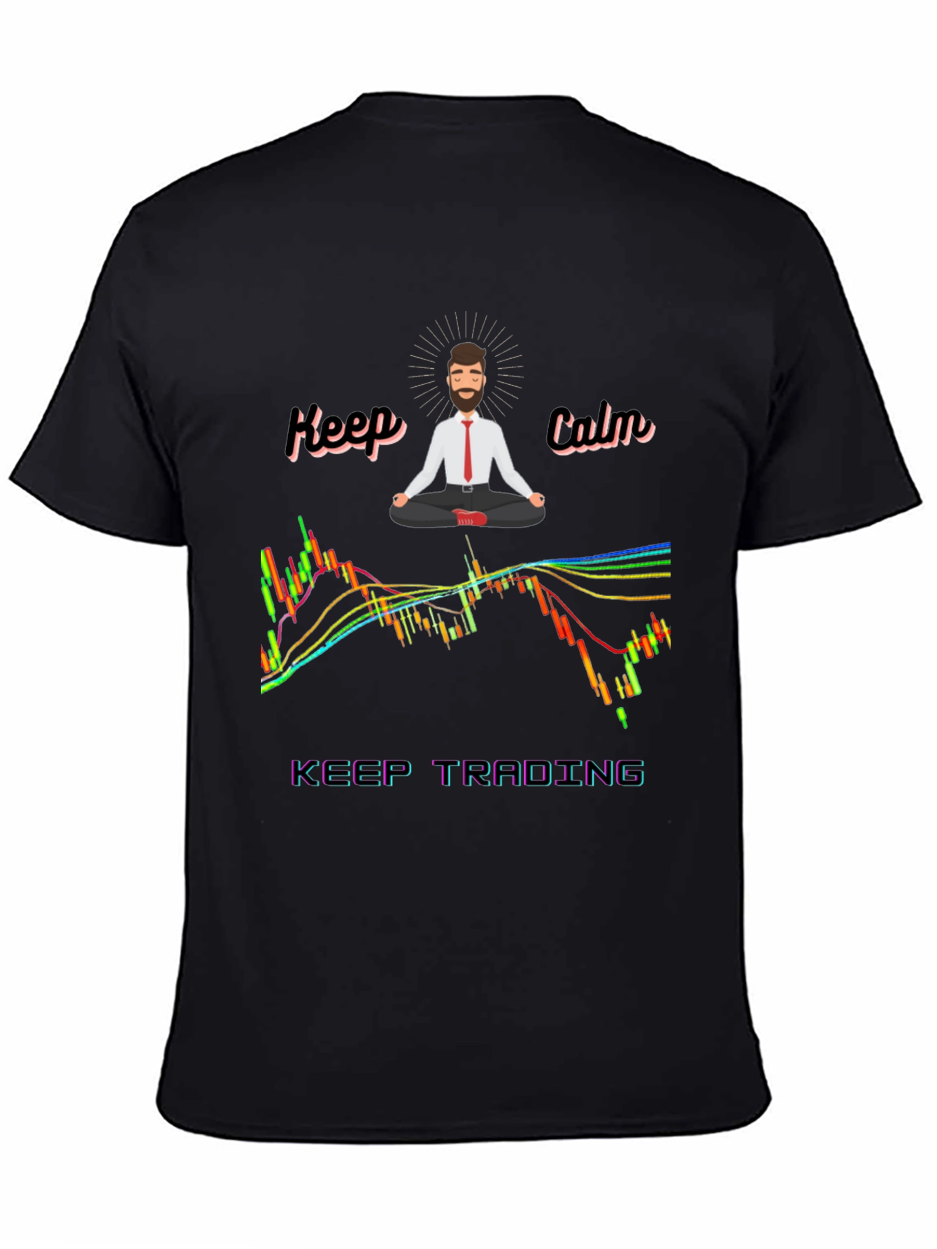 Black Keep Calm Trading T-Shirt - Black Cotton Blend view 4