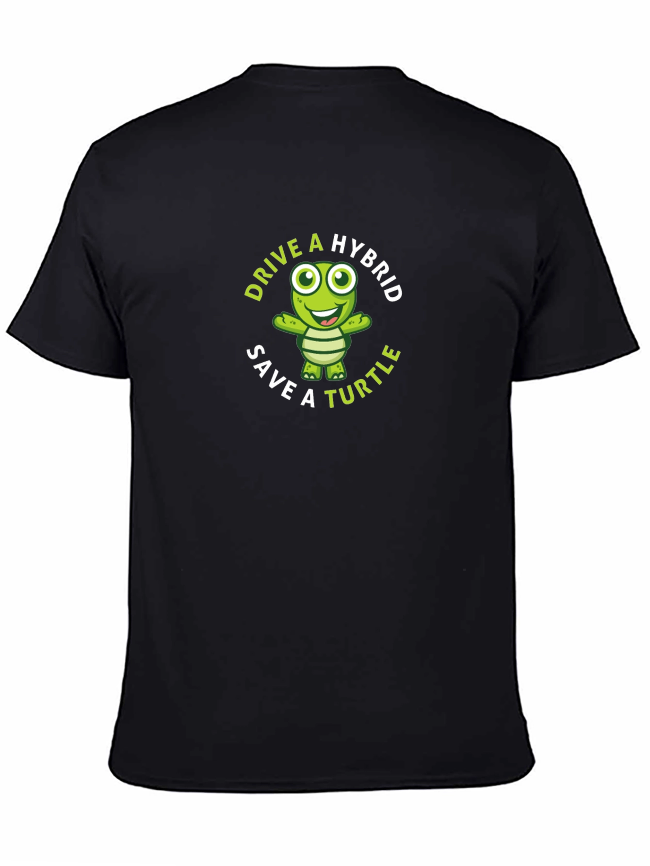 Black Drive a Hybrid Save a Turtle T-Shirt view 4