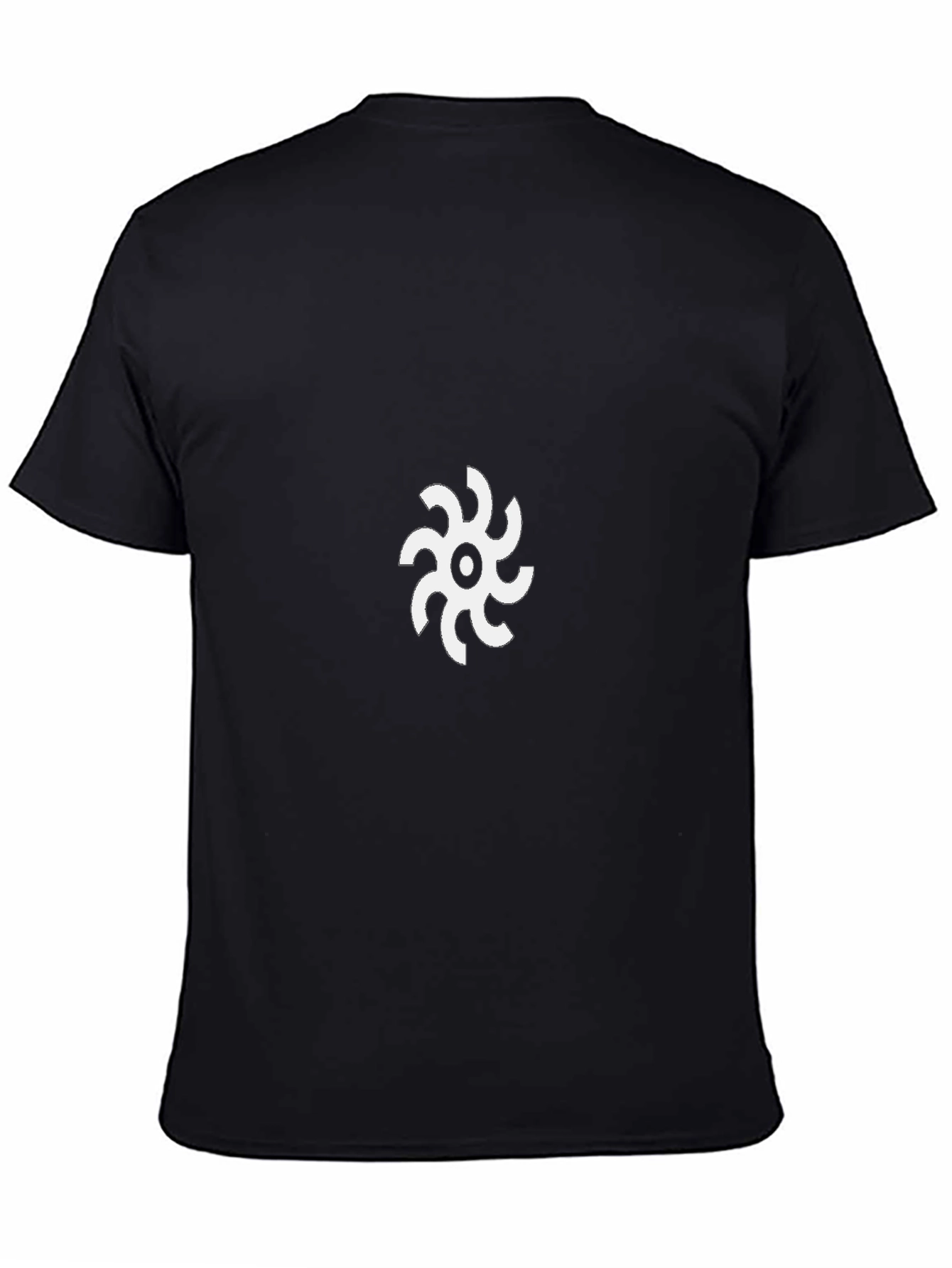 Black Minimalist Black Tee with Abstract White Design view 4