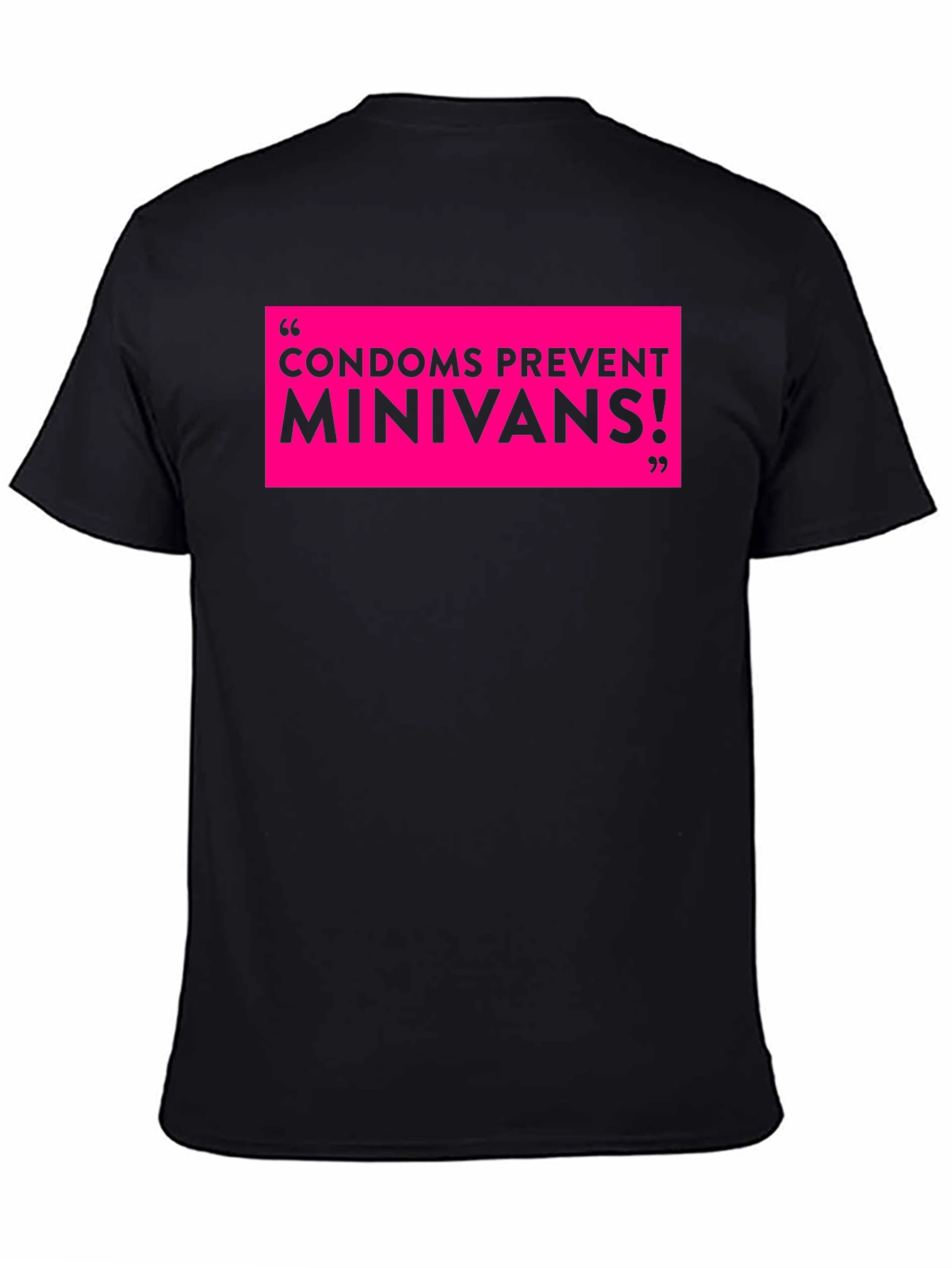 Black Funny Condoms Prevent Minivans Graphic Tee view 4