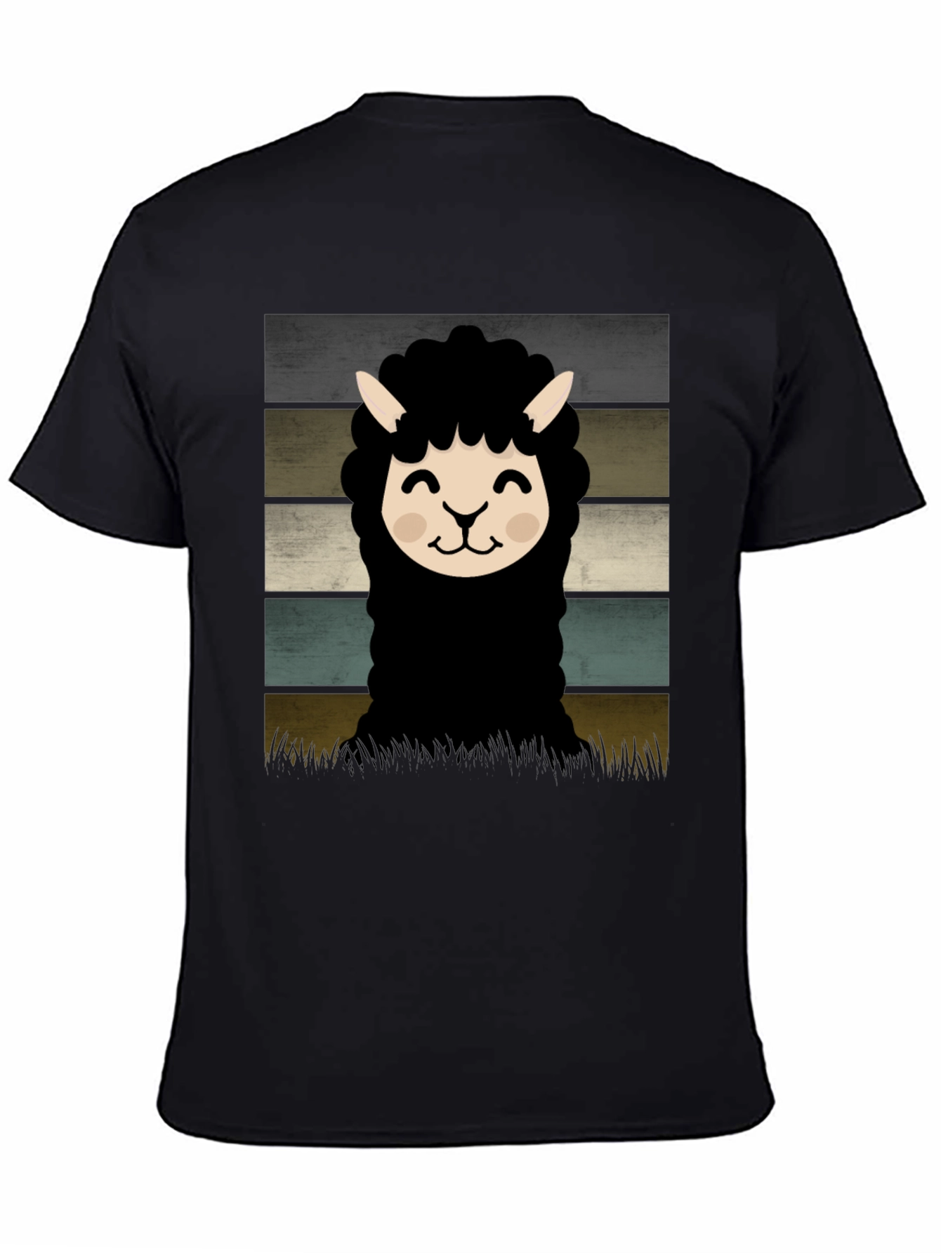 Black Retro Alpaca Graphic Tee - Black Cotton Blend view 4