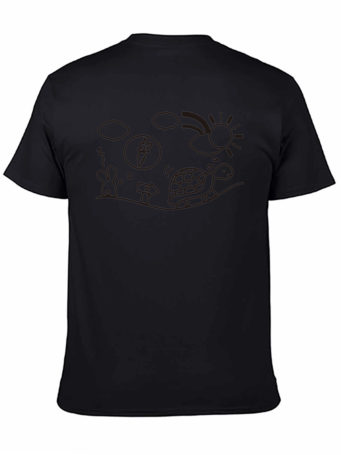 Black Whimsical Turtle Graphic Tee - Casual Black T-Shirt view 4