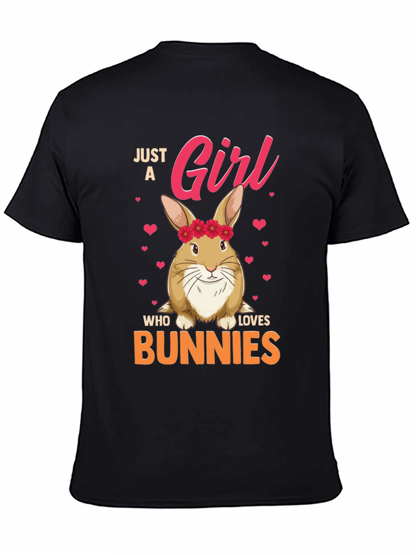 Black Just a Girl Who Loves Bunnies Graphic T-Shirt view 4
