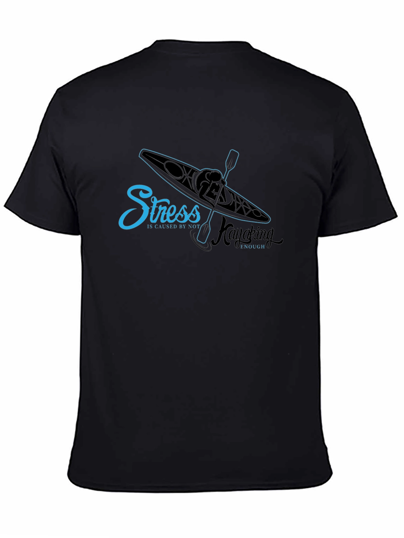 Black Kayaking Stress Relief T-Shirt view 4