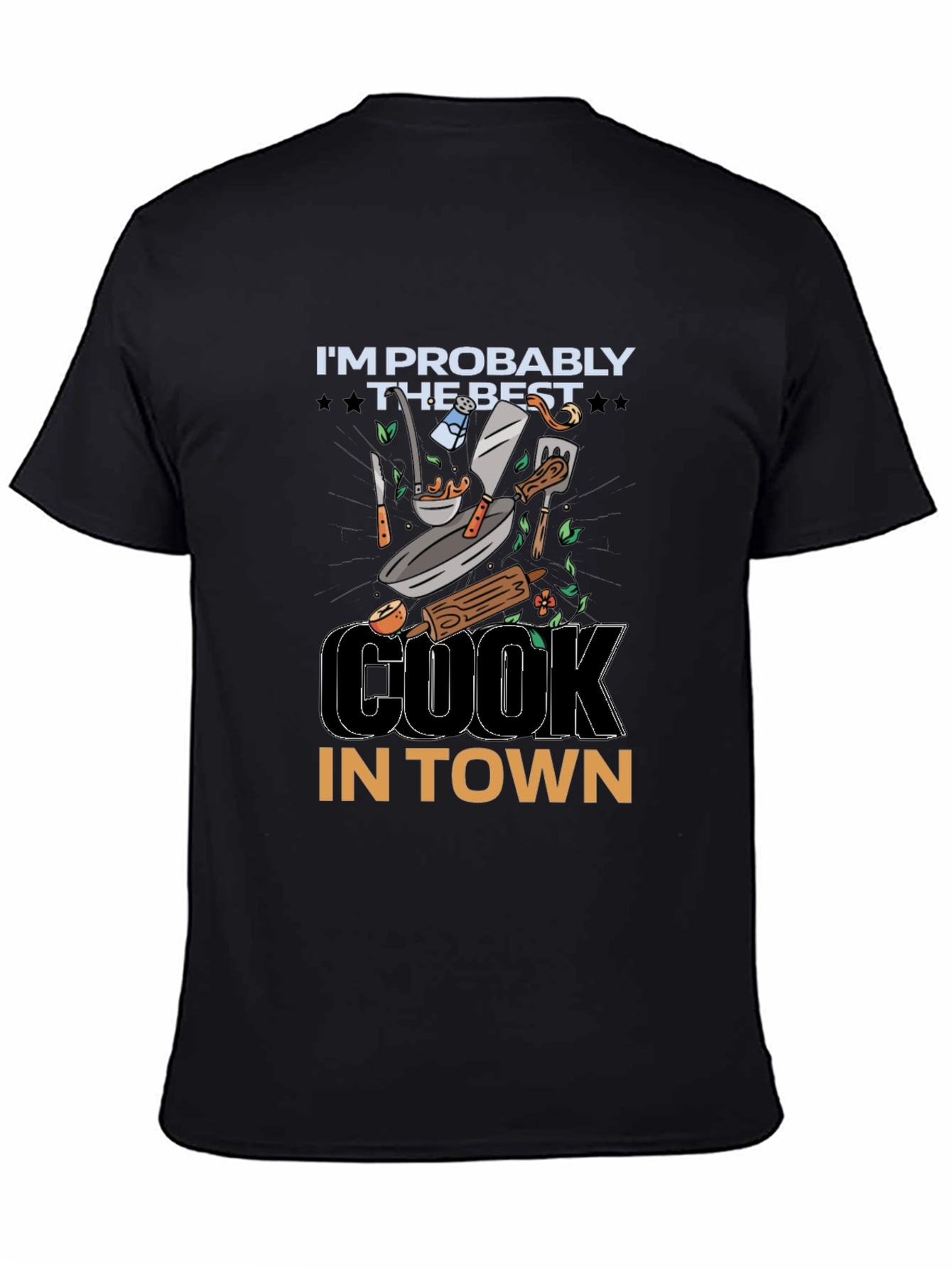 Black Best Cook in Town Graphic T-Shirt - Chef Apparel view 4