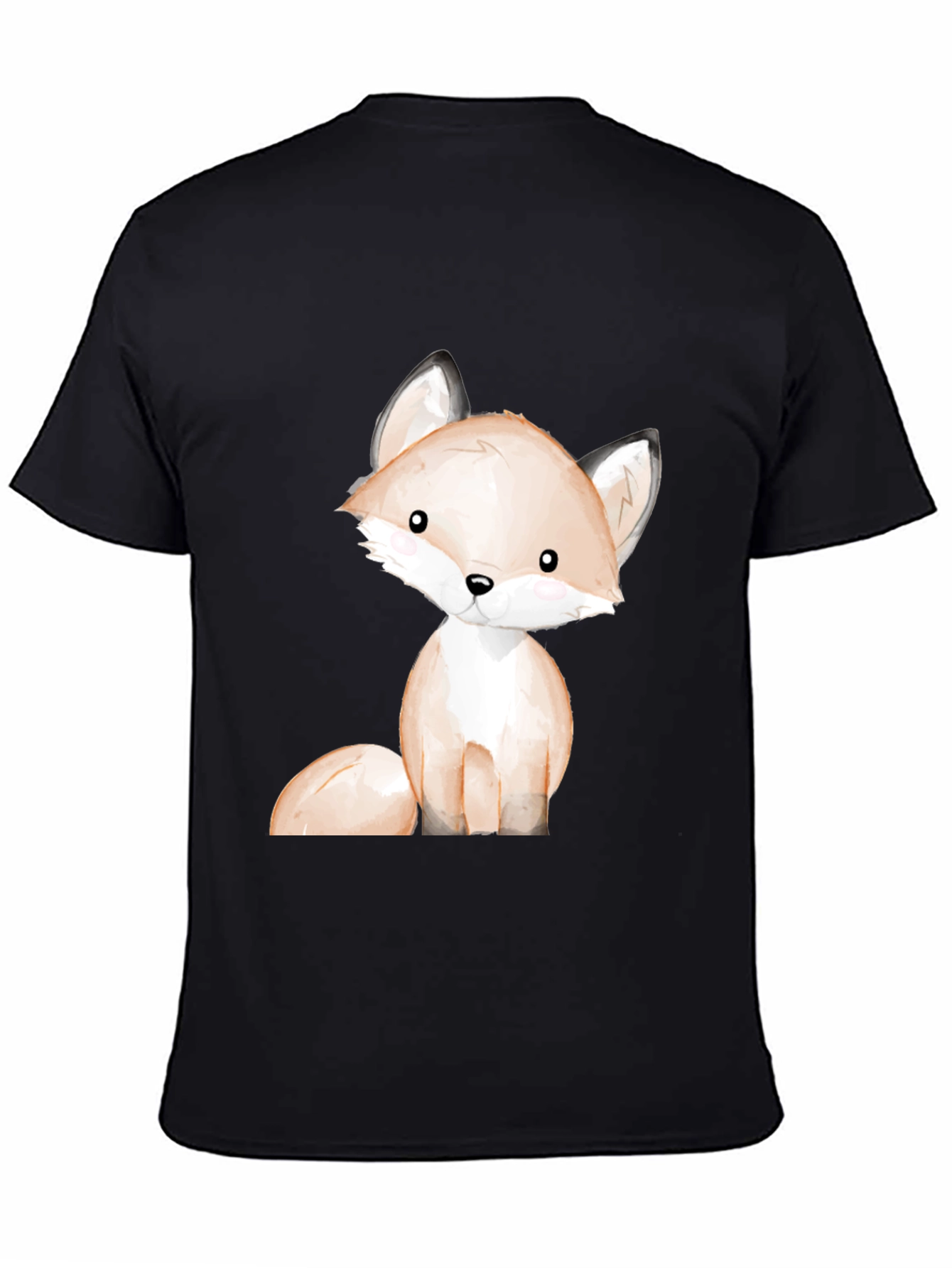 Black Cute Fox Graphic Tee - Unisex Black T-Shirt view 4