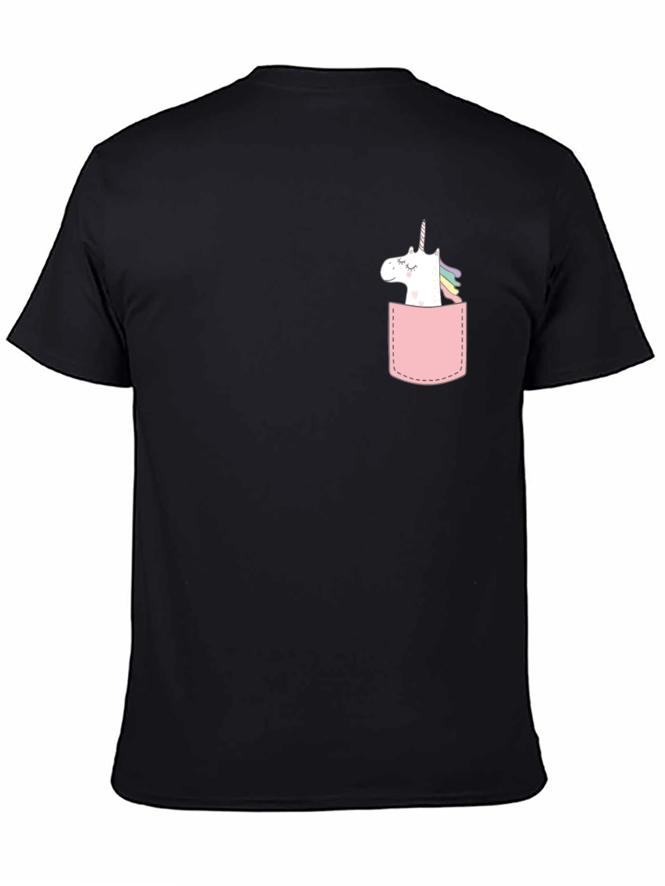 Black Unicorn Pocket Tee - Black Crewneck Cotton Casual view 4