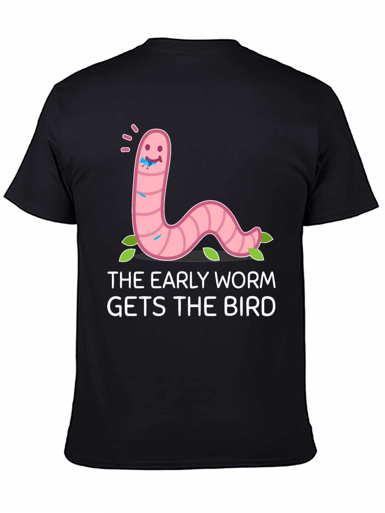 Black Early Worm Gets the Bird Graphic Tee view 4