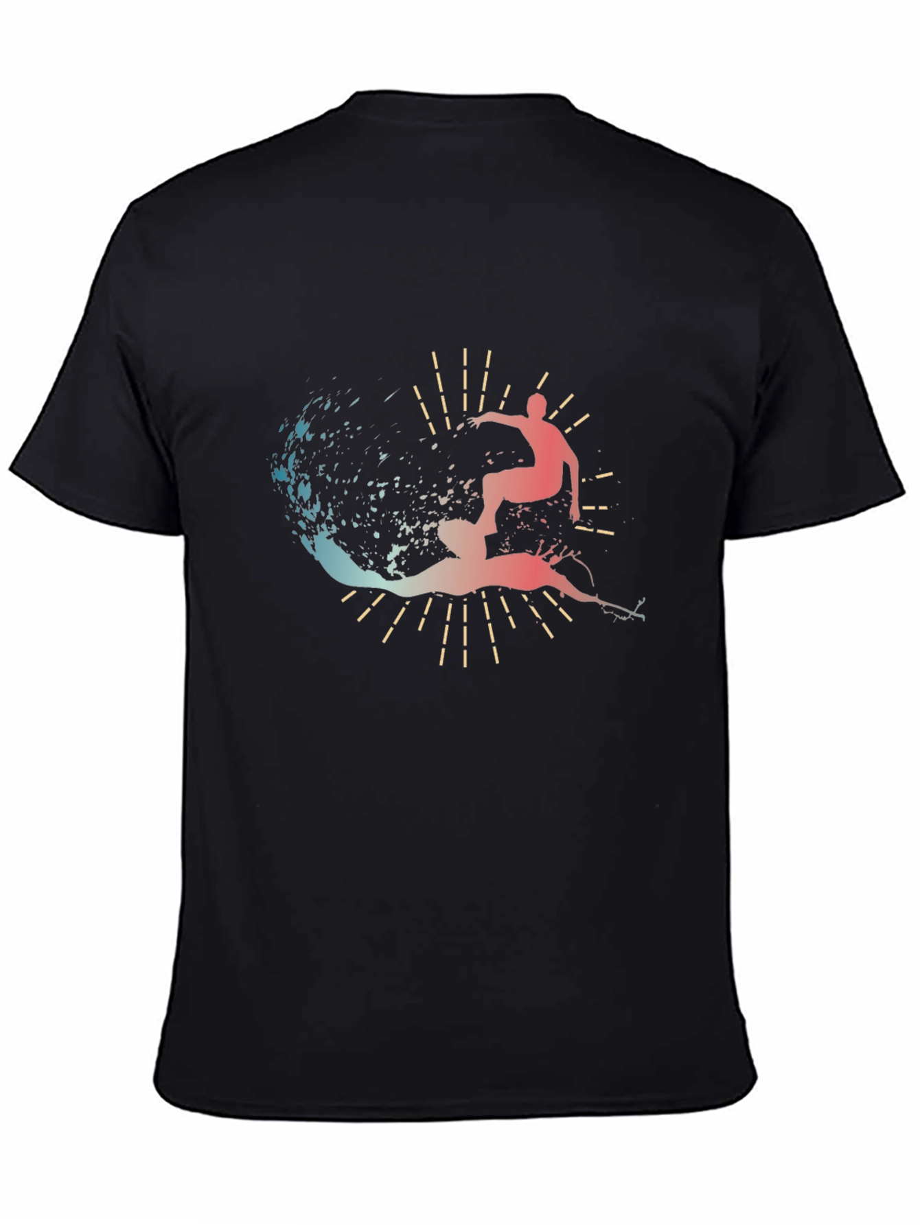 Black Surfer Silhouette Graphic Tee - Stylish Black Cotton T-Shirt view 4