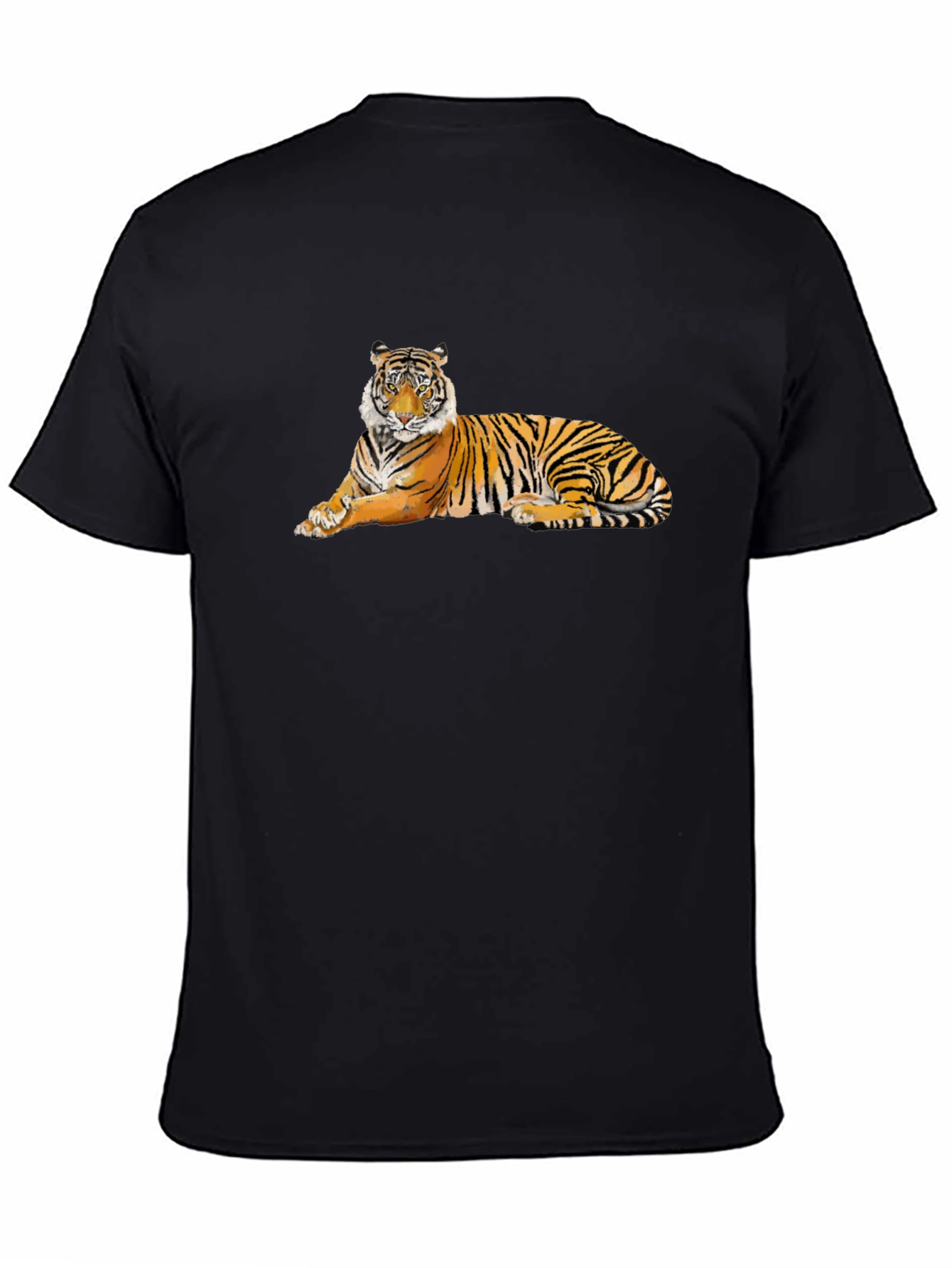 Black Cool Tiger Graphic T-Shirt - Black Cotton Tee view 4
