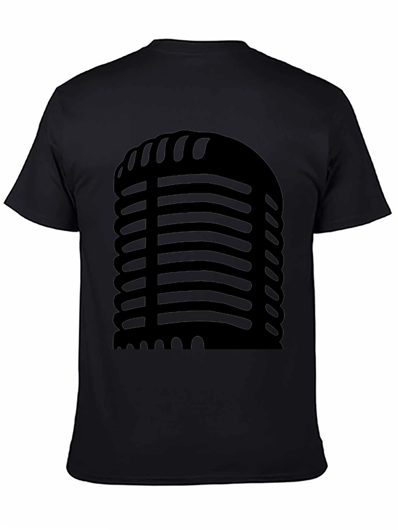 Black Retro Microphone Graphic Black T-Shirt view 4