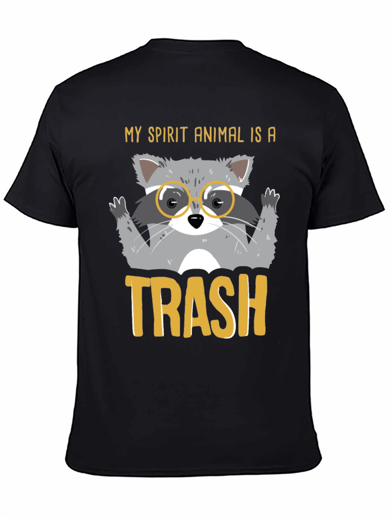 Black My Spirit Animal is Trash Raccoon Graphic T-Shirt view 4
