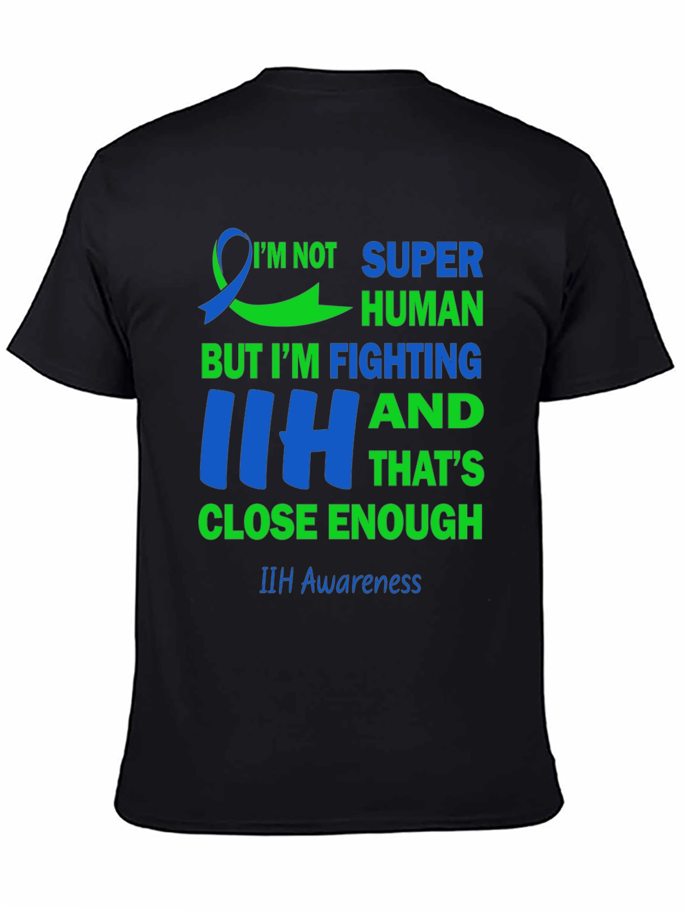 Black IIH Awareness T-Shirt - "Fighting" Design view 4