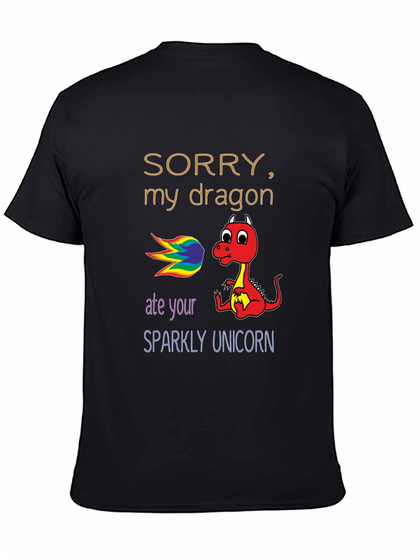 Black Dragon Ate Unicorn T-Shirt, Funny Graphic Tee view 4