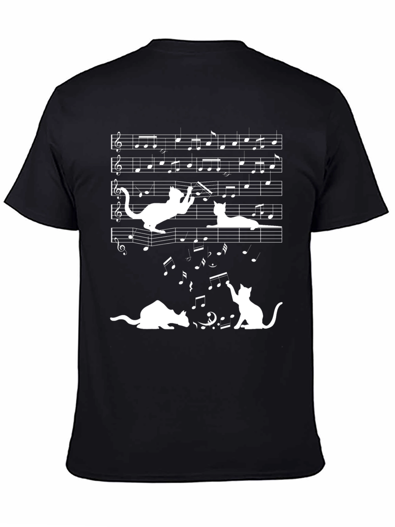 Black Musical Cats Black T-Shirt view 4