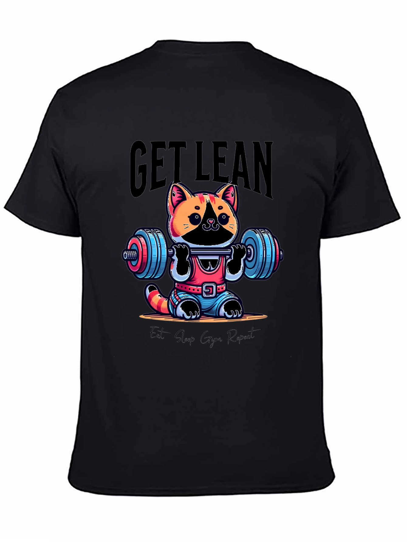 Black Get Lean Cat Gym T-Shirt view 4