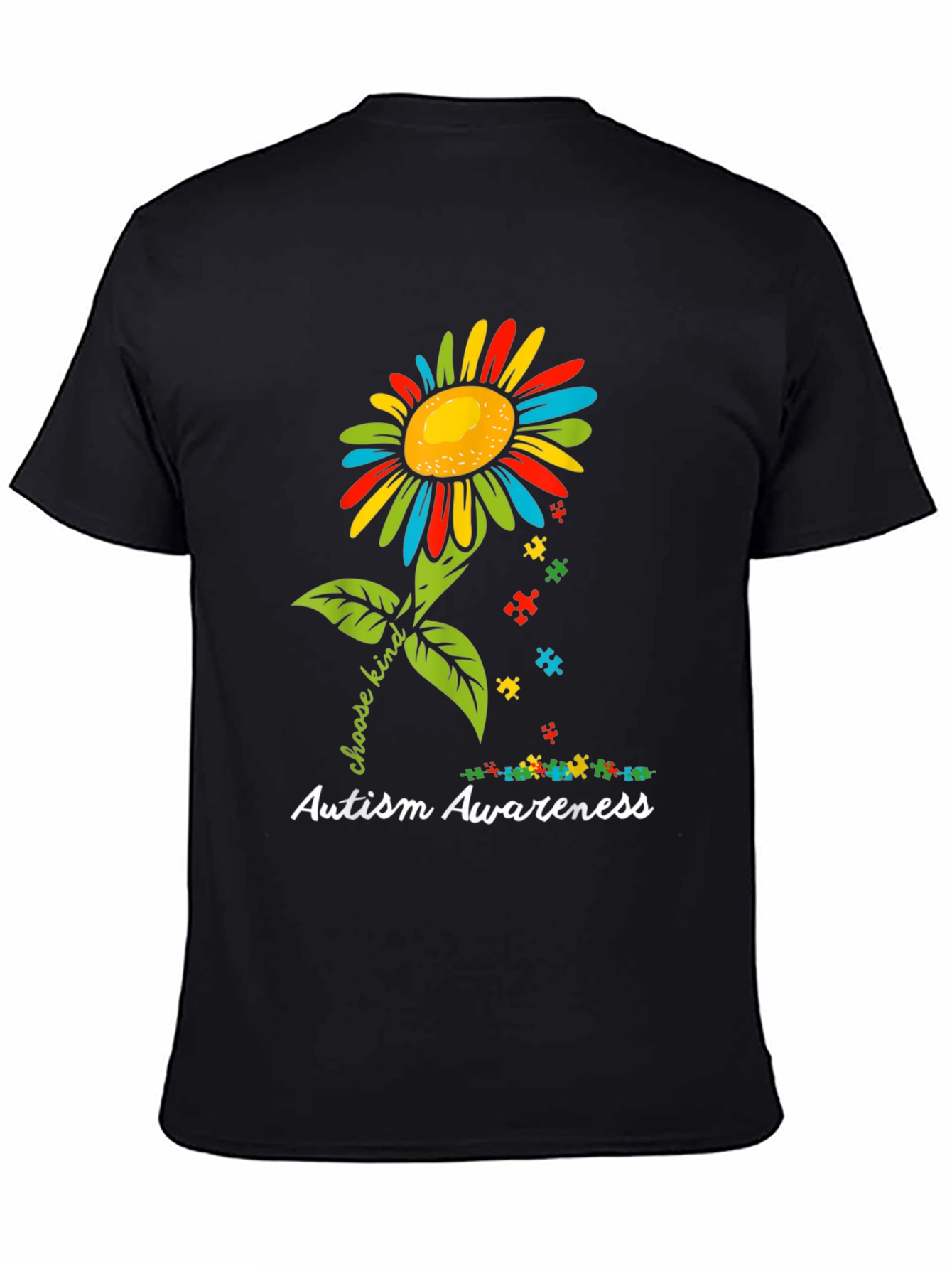 Black Autism Awareness Sunflower T-Shirt - Choose Kind view 4