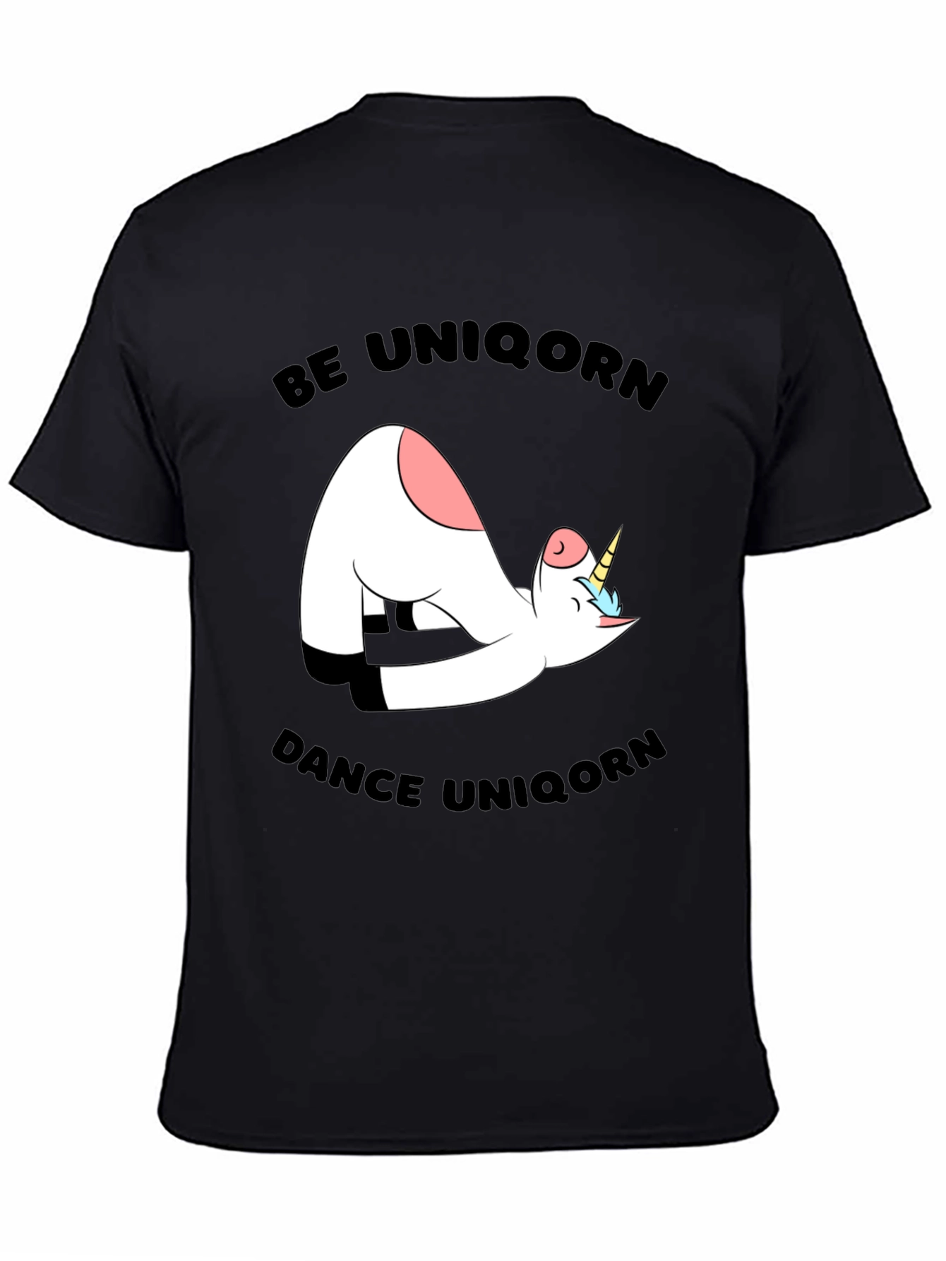 Black Funny Unicorn Yoga Graphic Black T-Shirt view 4
