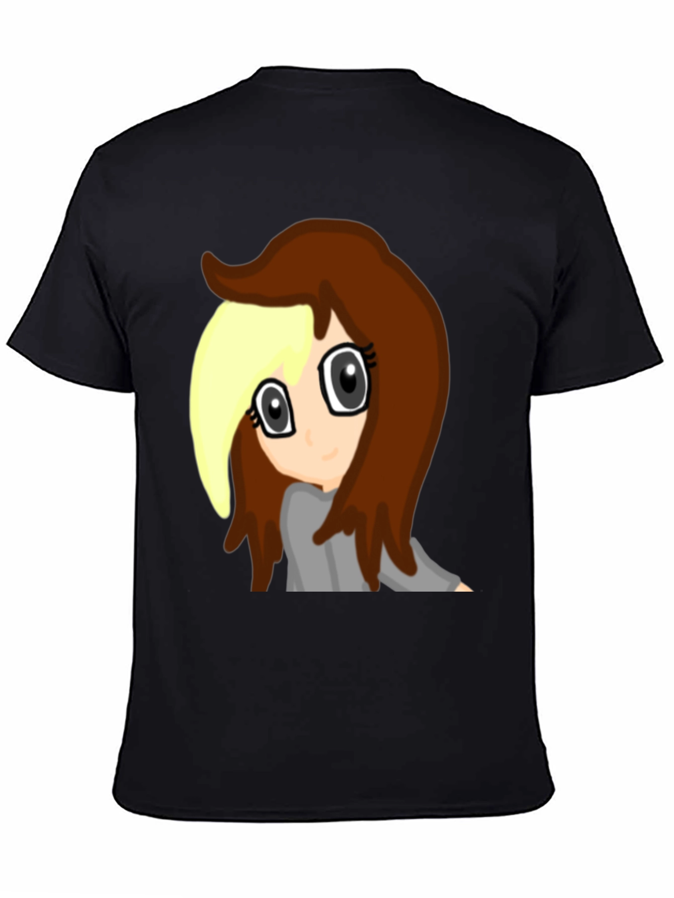 Black Anime Girl Graphic Tee - Black Cotton Comfort view 4