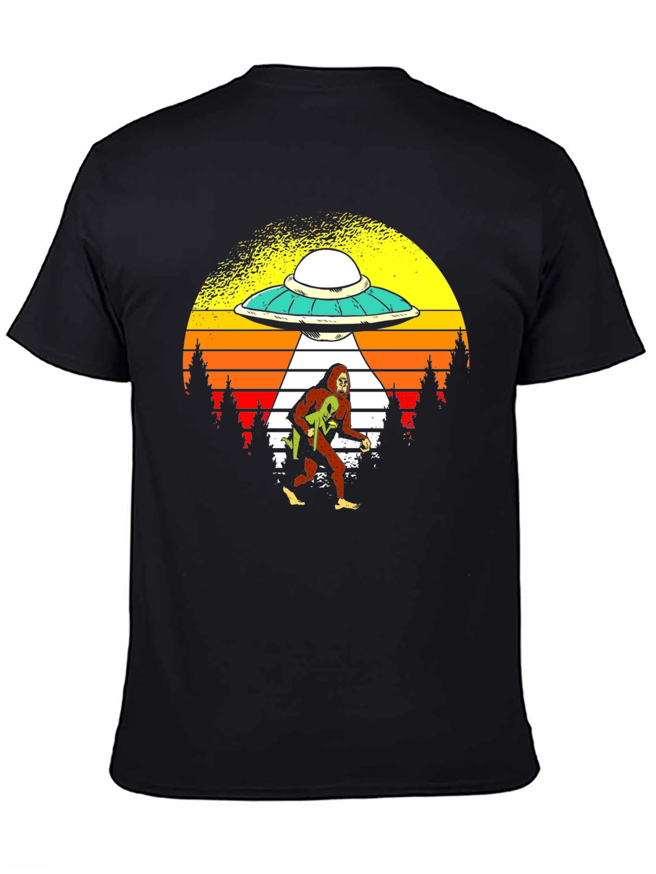 Black Bigfoot Alien Abduction Graphic Tee view 4