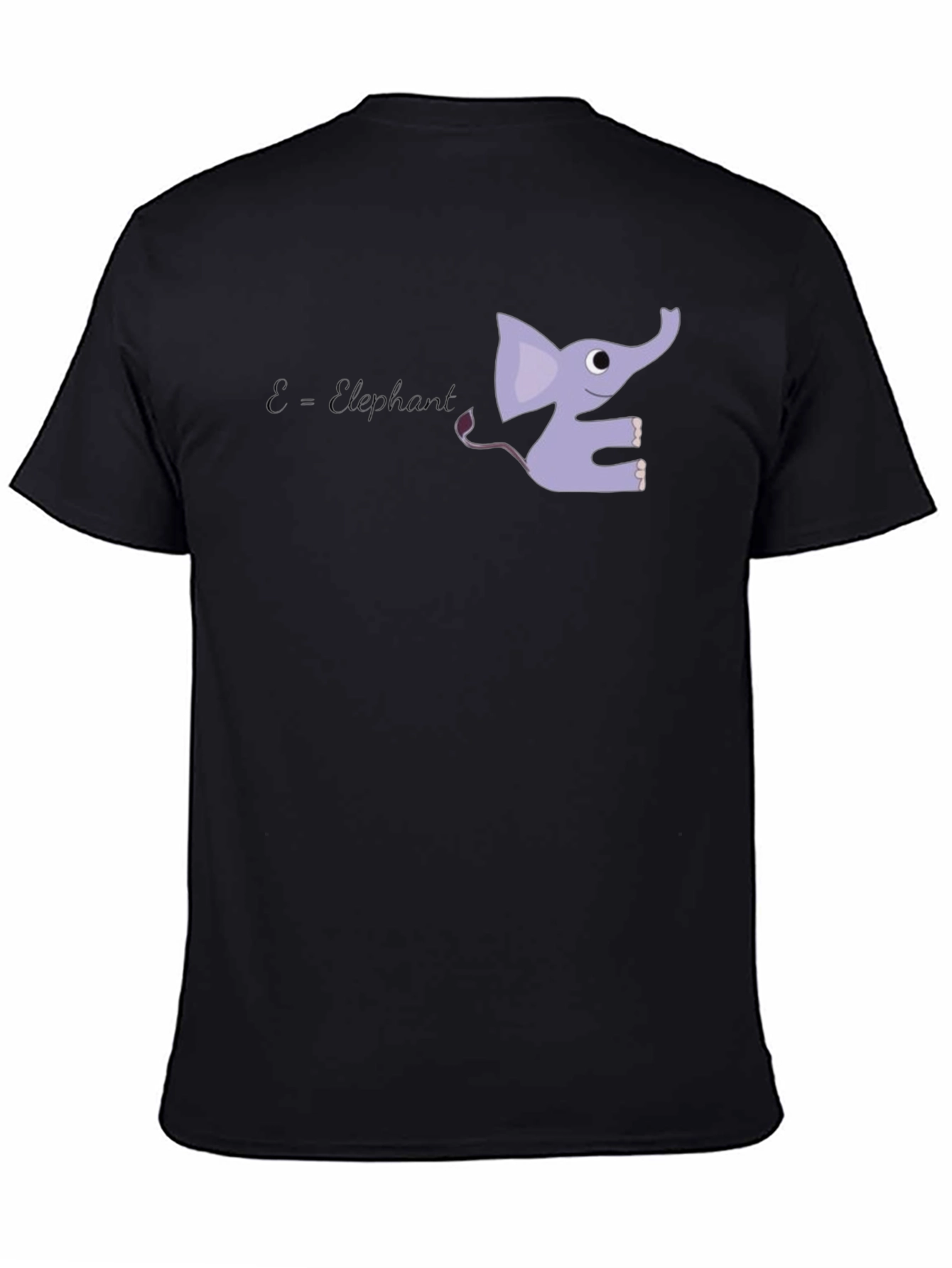 Black Cute 'E is for Elephant' Black T-Shirt view 4