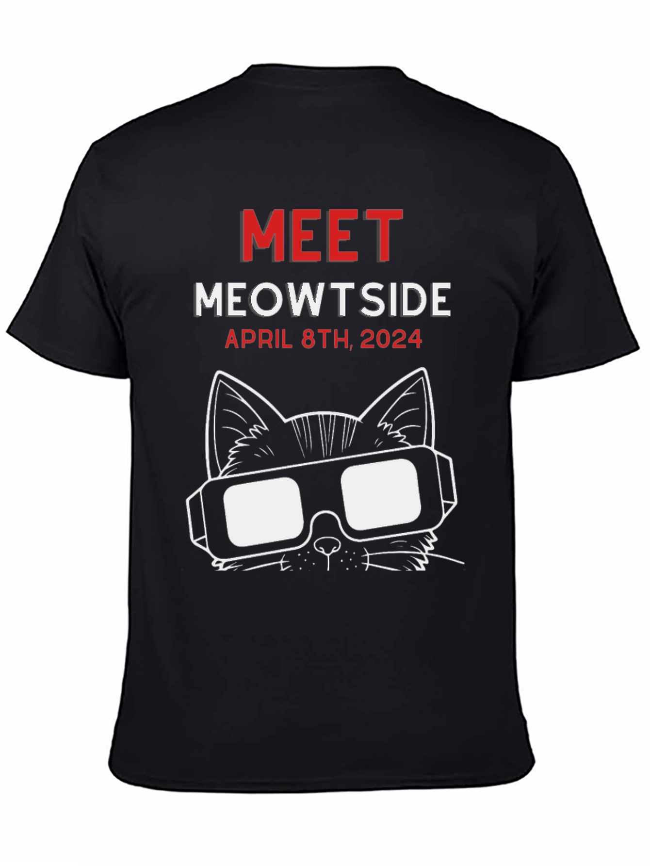 Black Meowtside Cat T-Shirt - April 8th, 2024 view 4