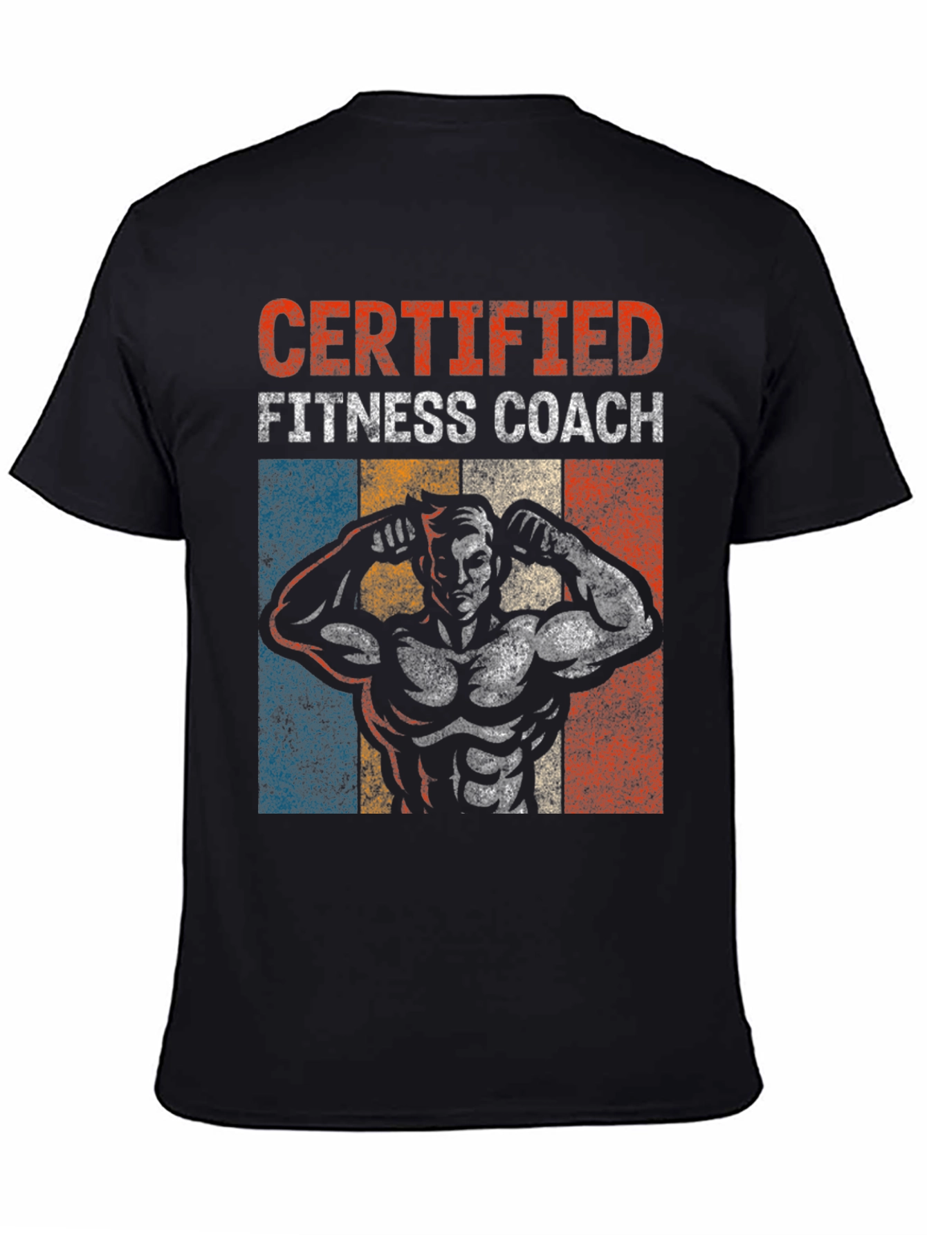 Black Certified Fitness Coach Graphic T-Shirt view 4