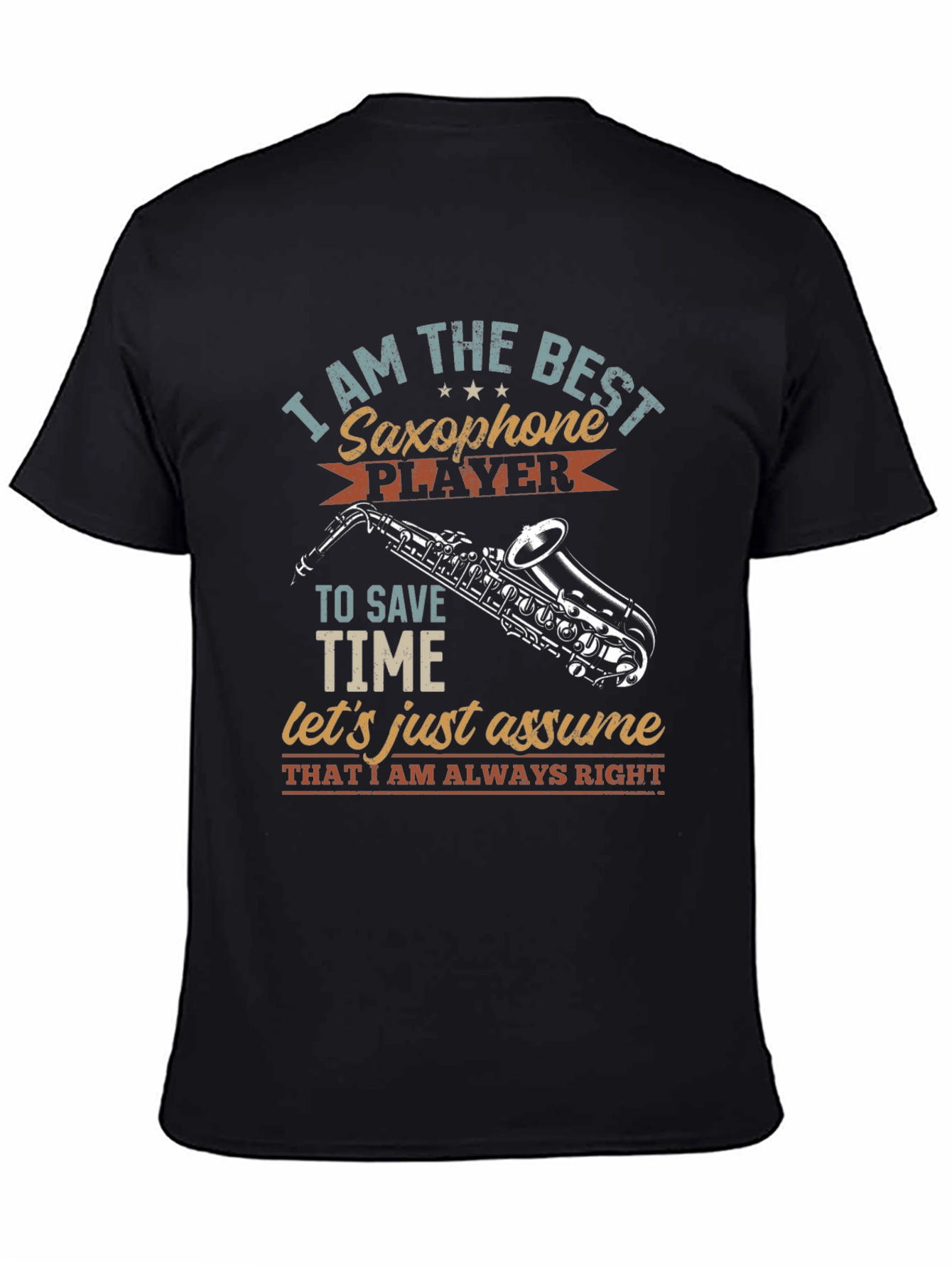 Black Saxophone Player T-Shirt - Musician Humor Tee view 4
