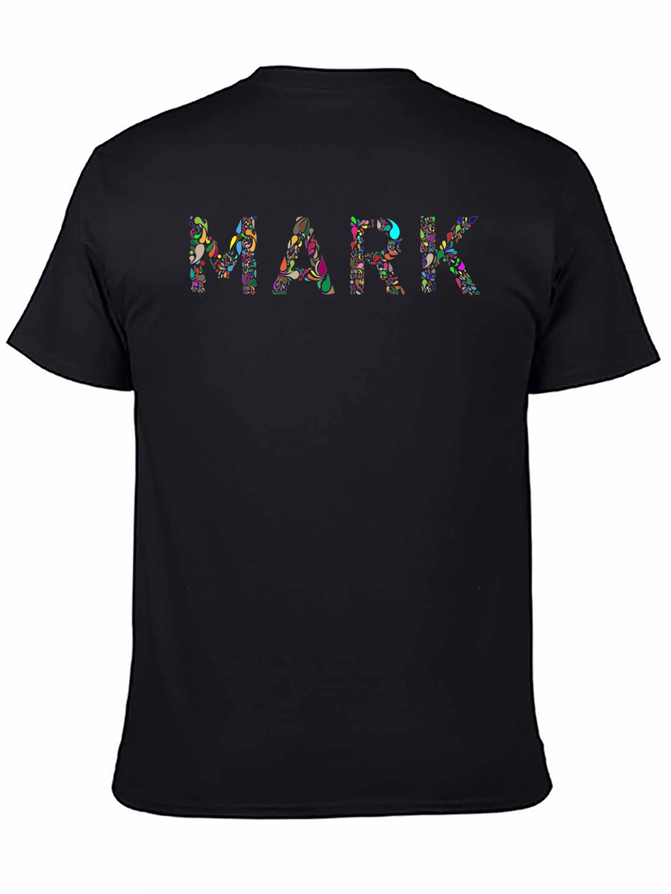 Black Floral MARK T-Shirt - Unique Personalized Tee view 4