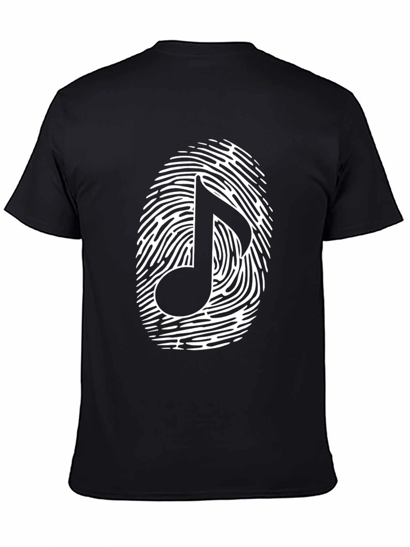 Black Musical Note Fingerprint Graphic T-Shirt - Black view 4