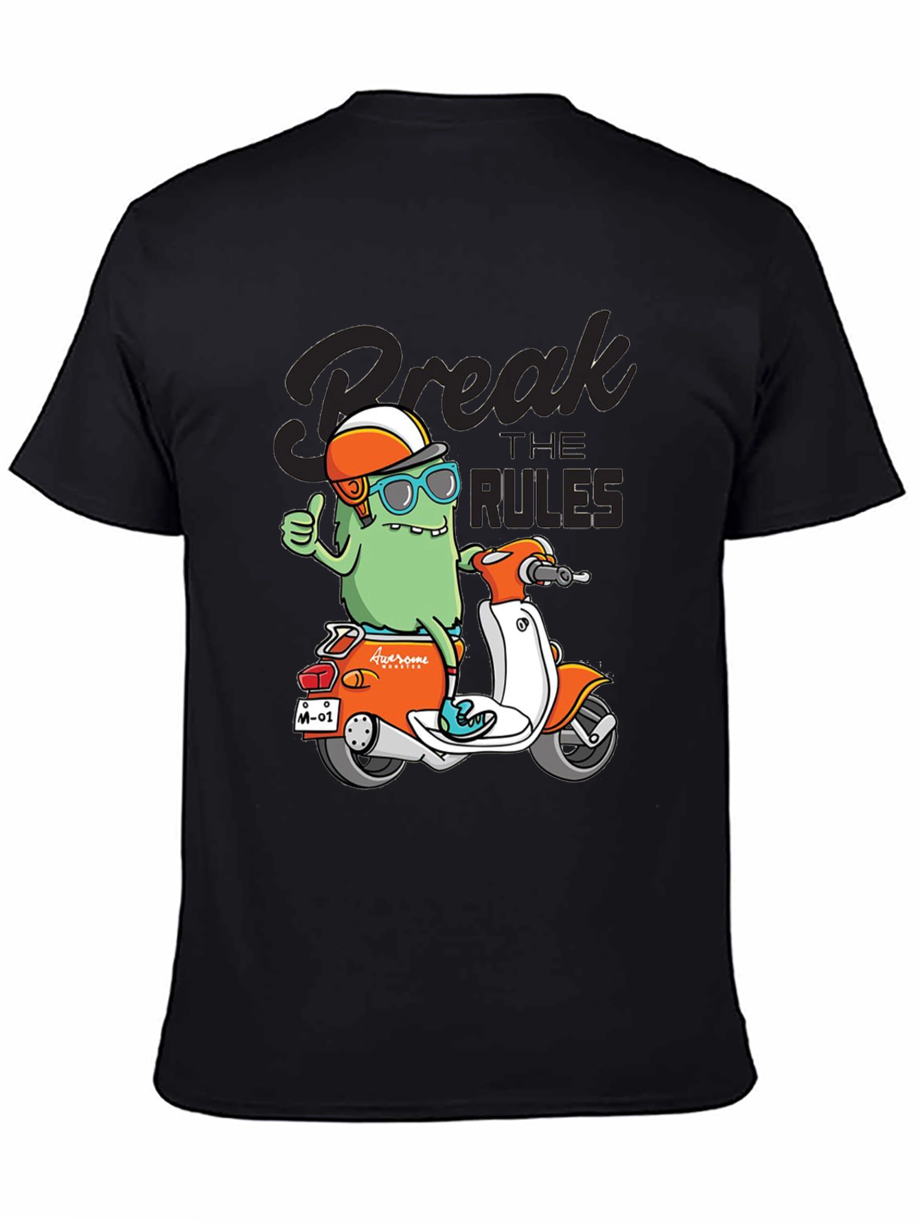 Black Break the Rules Monster Scooter Graphic Tee view 4