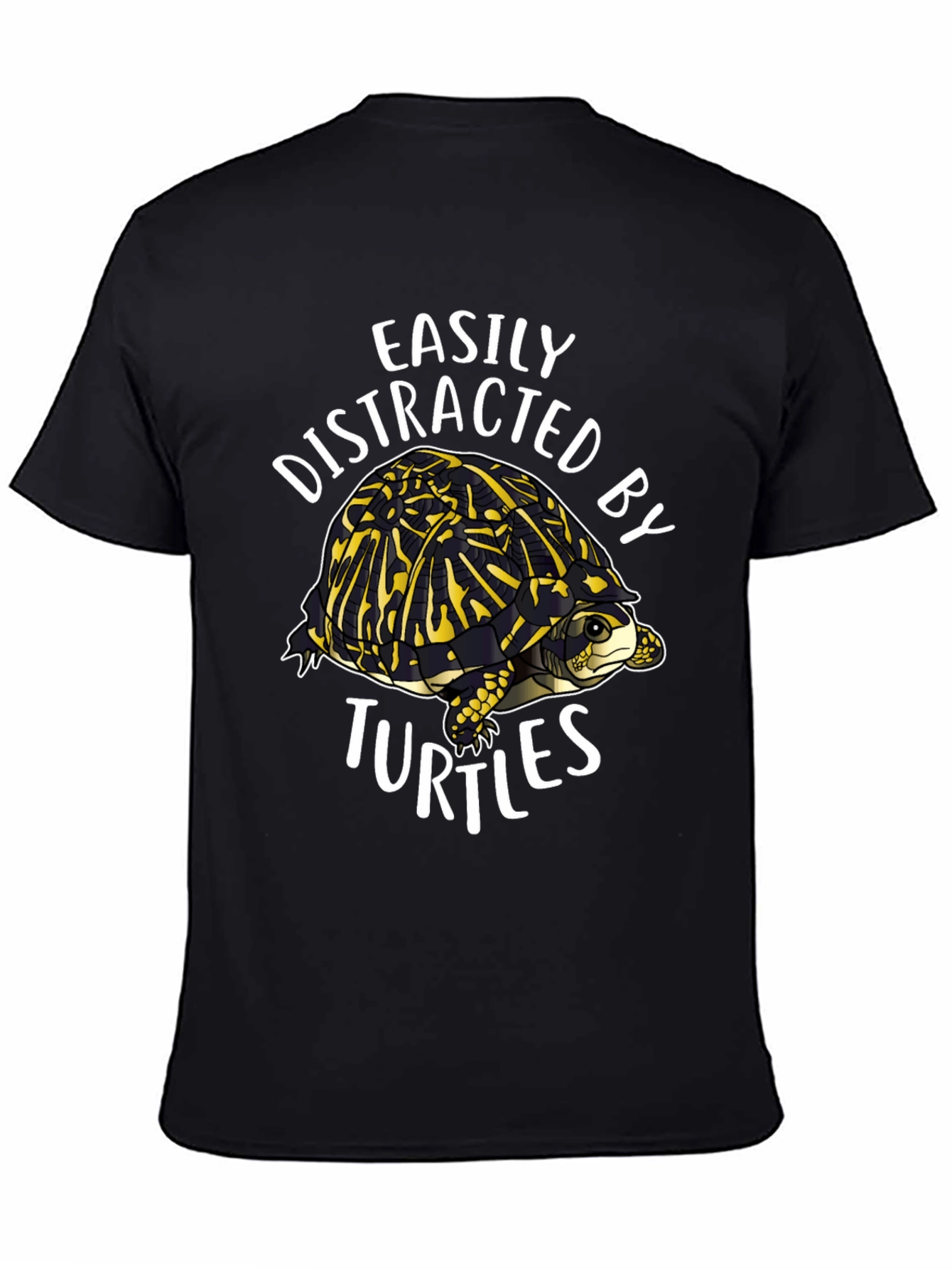 Black Easily Distracted By Turtles Black Graphic T-Shirt view 4