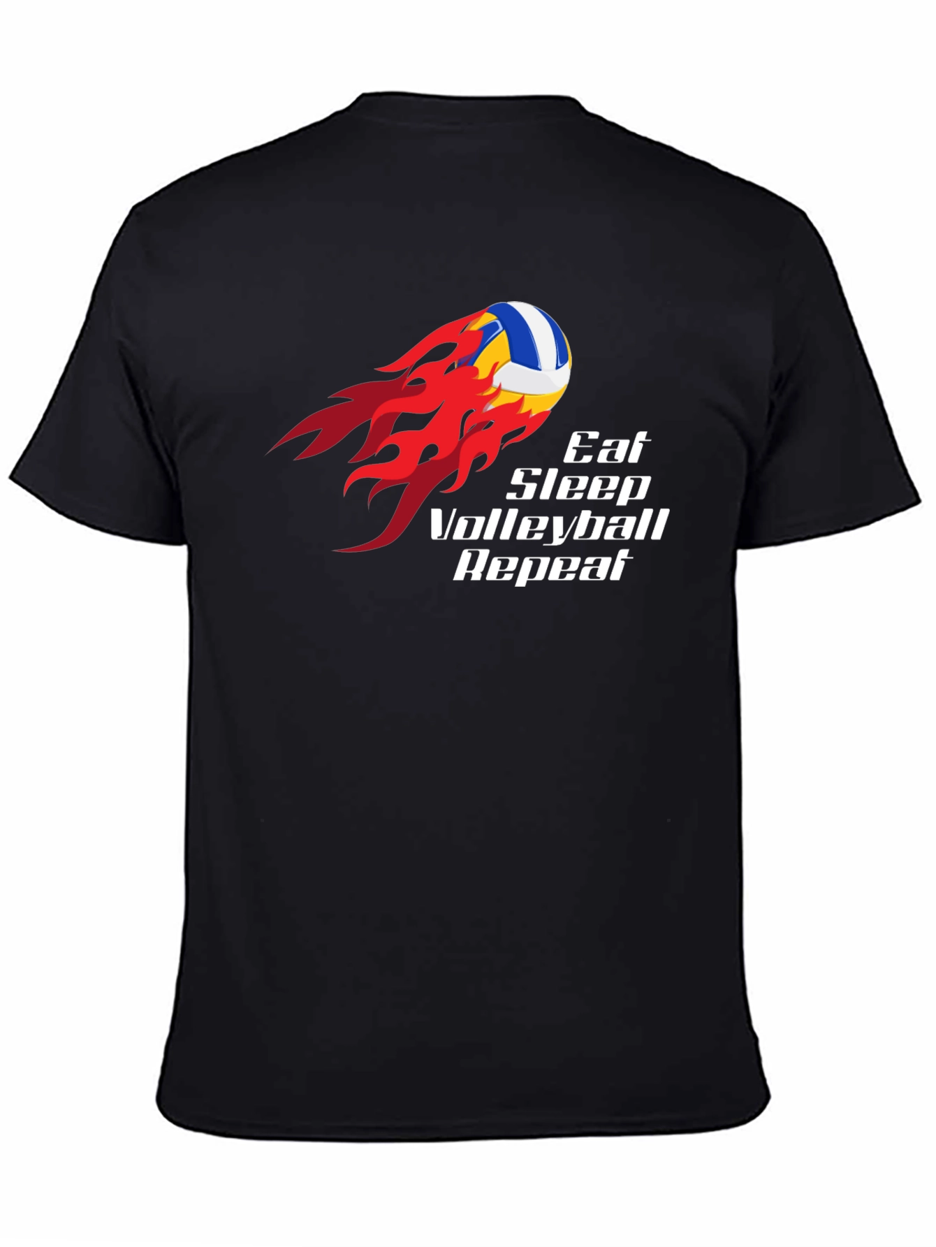 Black Eat Sleep Volleyball Repeat Black T-Shirt view 4