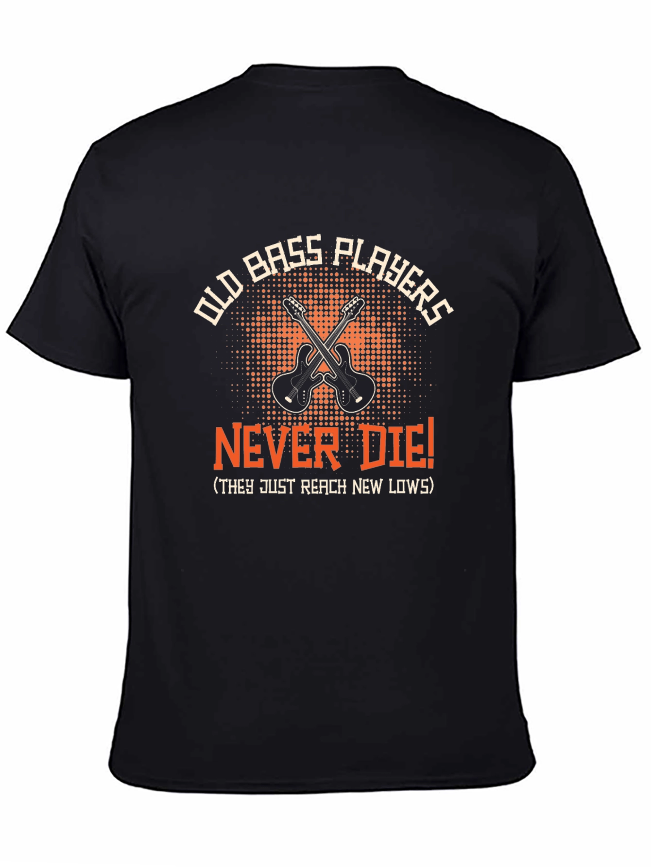 Black Old Bass Players Never Die Funny Music T-Shirt view 4