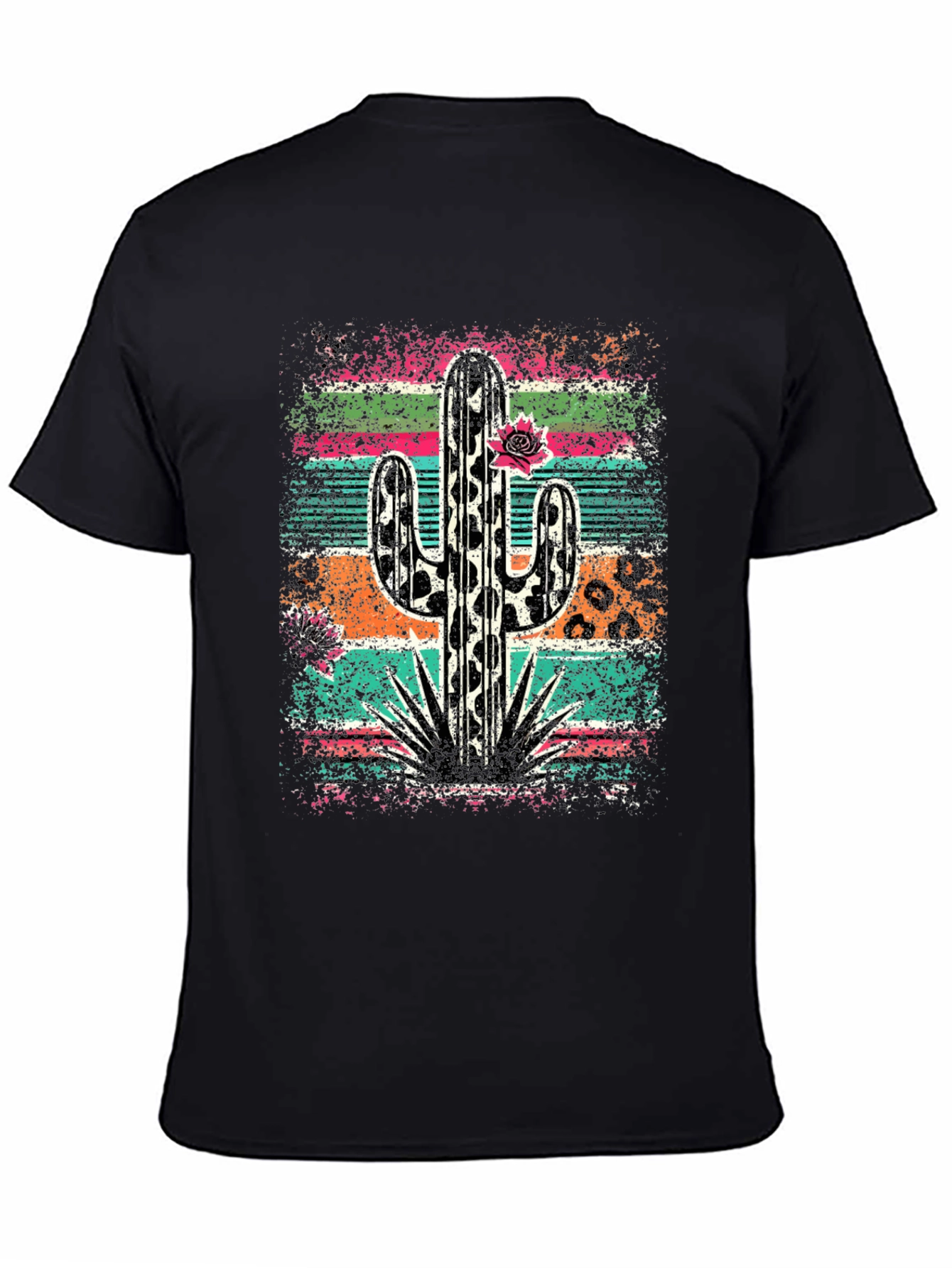 Black Desert Vibes Tee: Leopard Cactus Graphic T-Shirt view 4