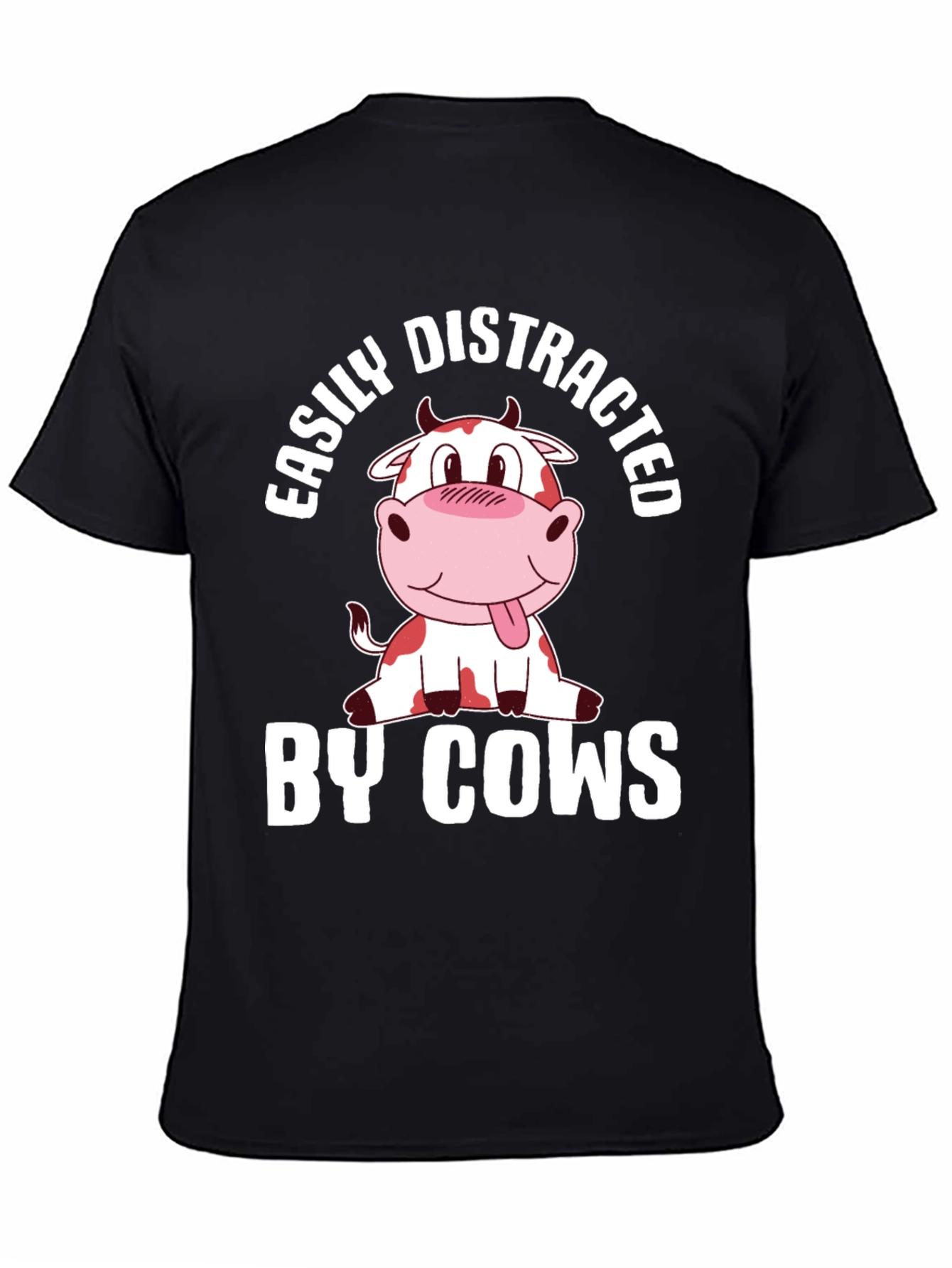Black Easily Distracted By Cows T-Shirt view 4